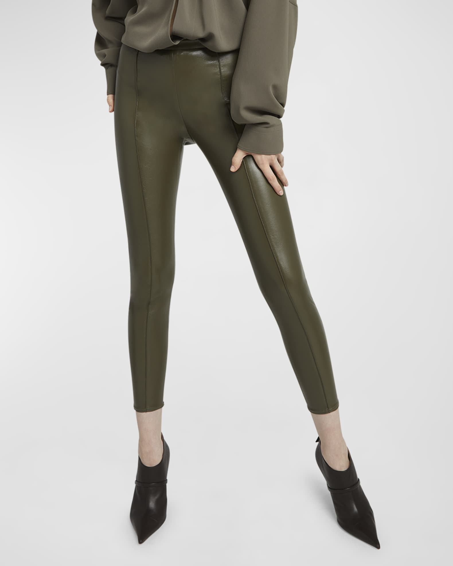Faux Leather Skinny-Leg Ankle Trousers 1