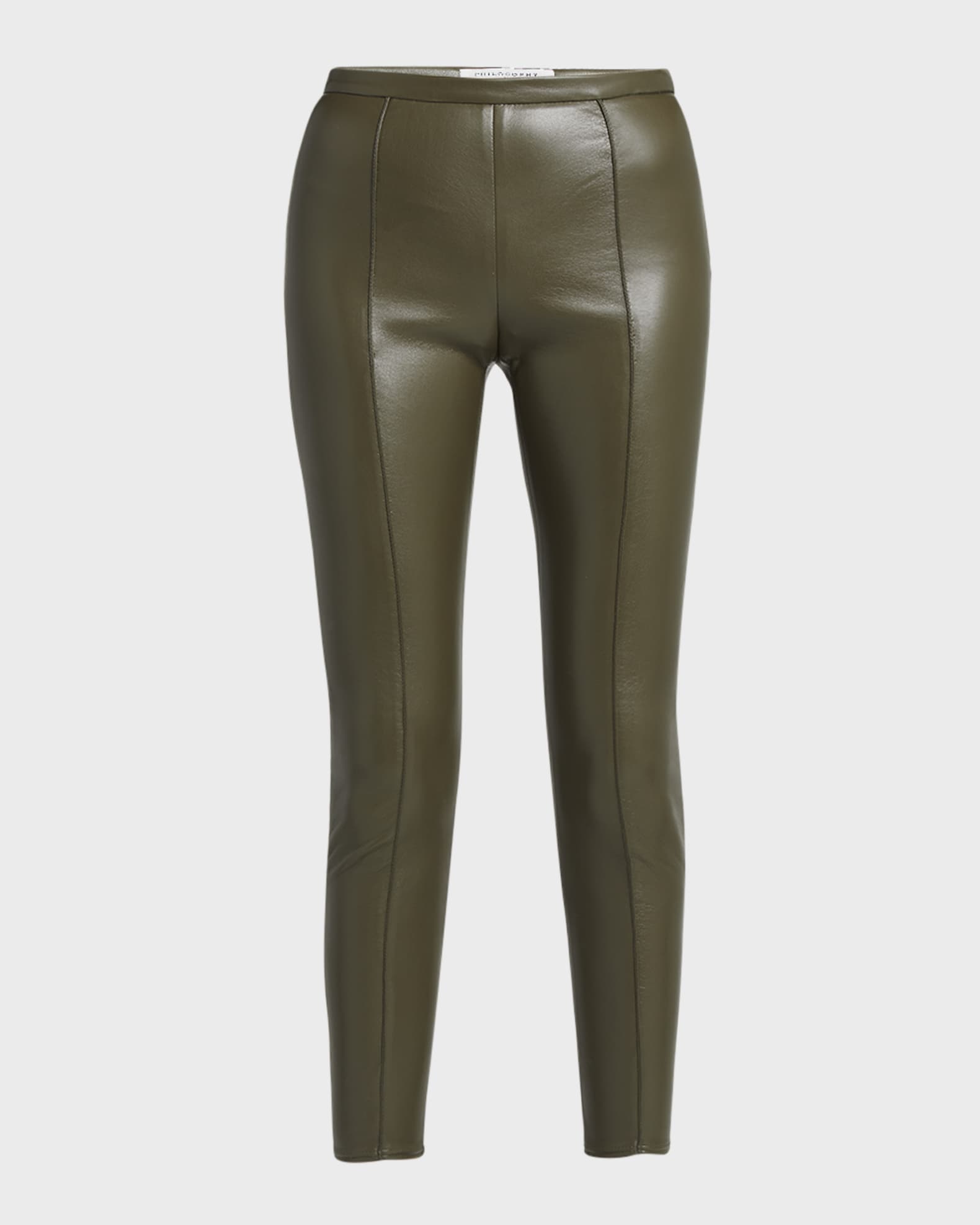 Faux Leather Skinny-Leg Ankle Trousers 0