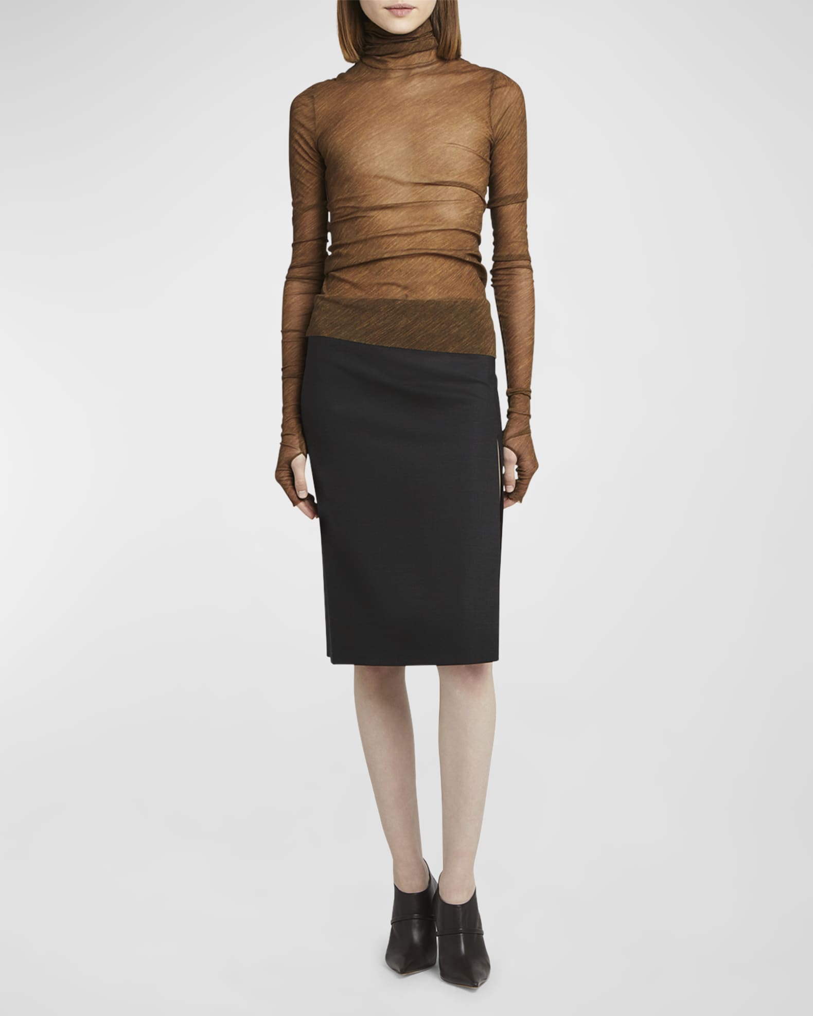 Philosophy di Lorenzo Serafini Printed Stretch Tulle Turtleneck Neiman Marcus