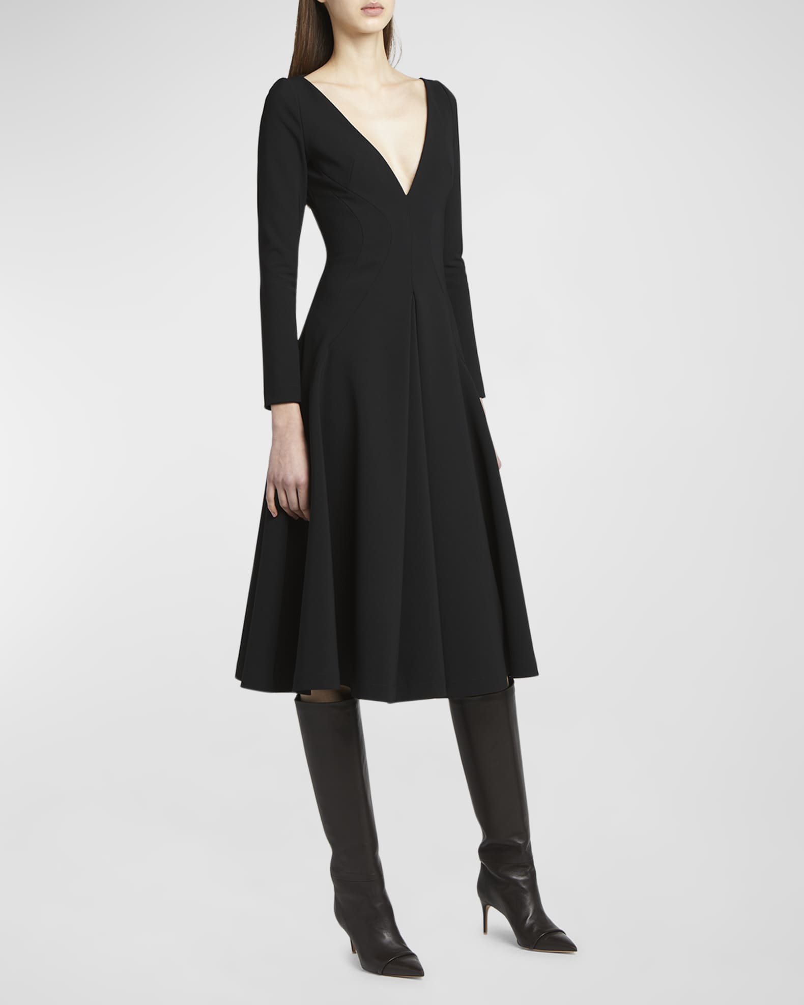 Long sleeve fit and flare midi dress shop