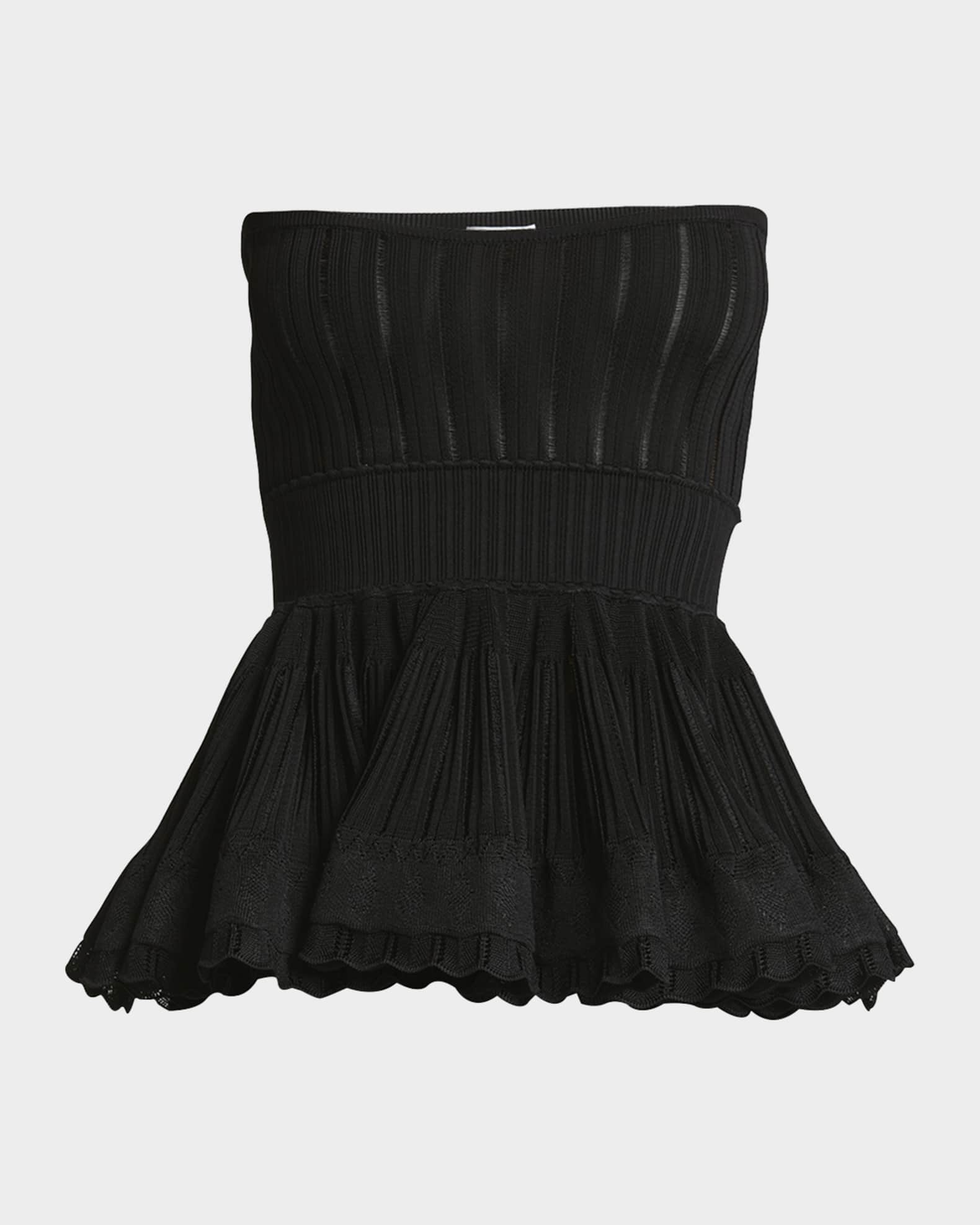 Crinoline Strapless Rib Peplum Top 0