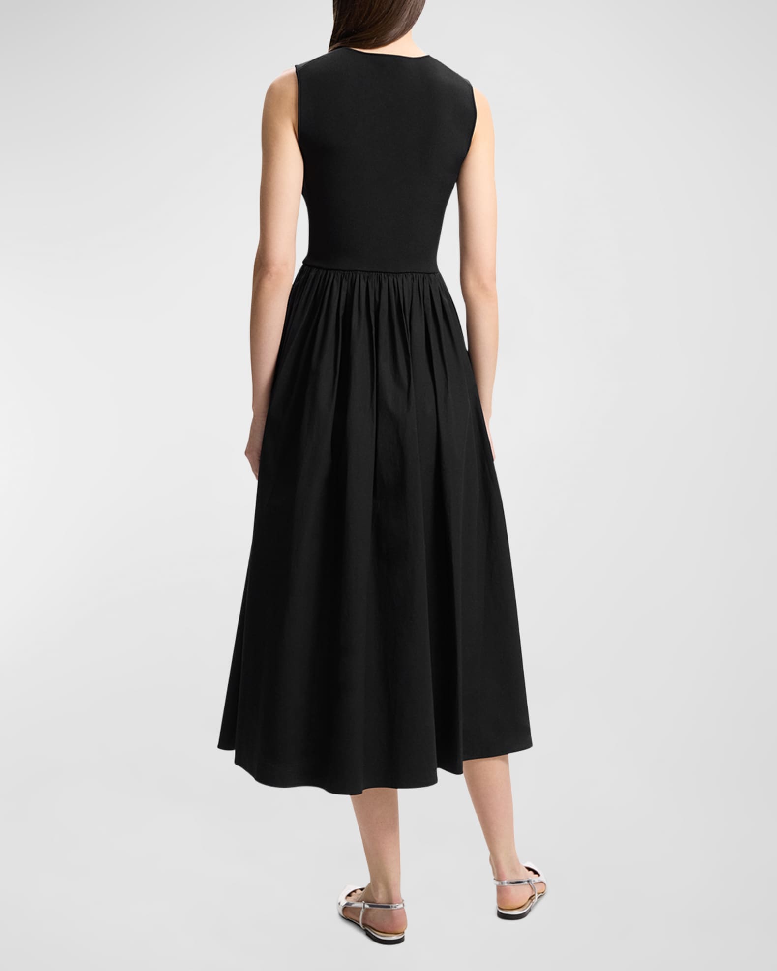 Theory Sleeveless Supima® Cotton Fit & Flare Midi Dress | Neiman Marcus