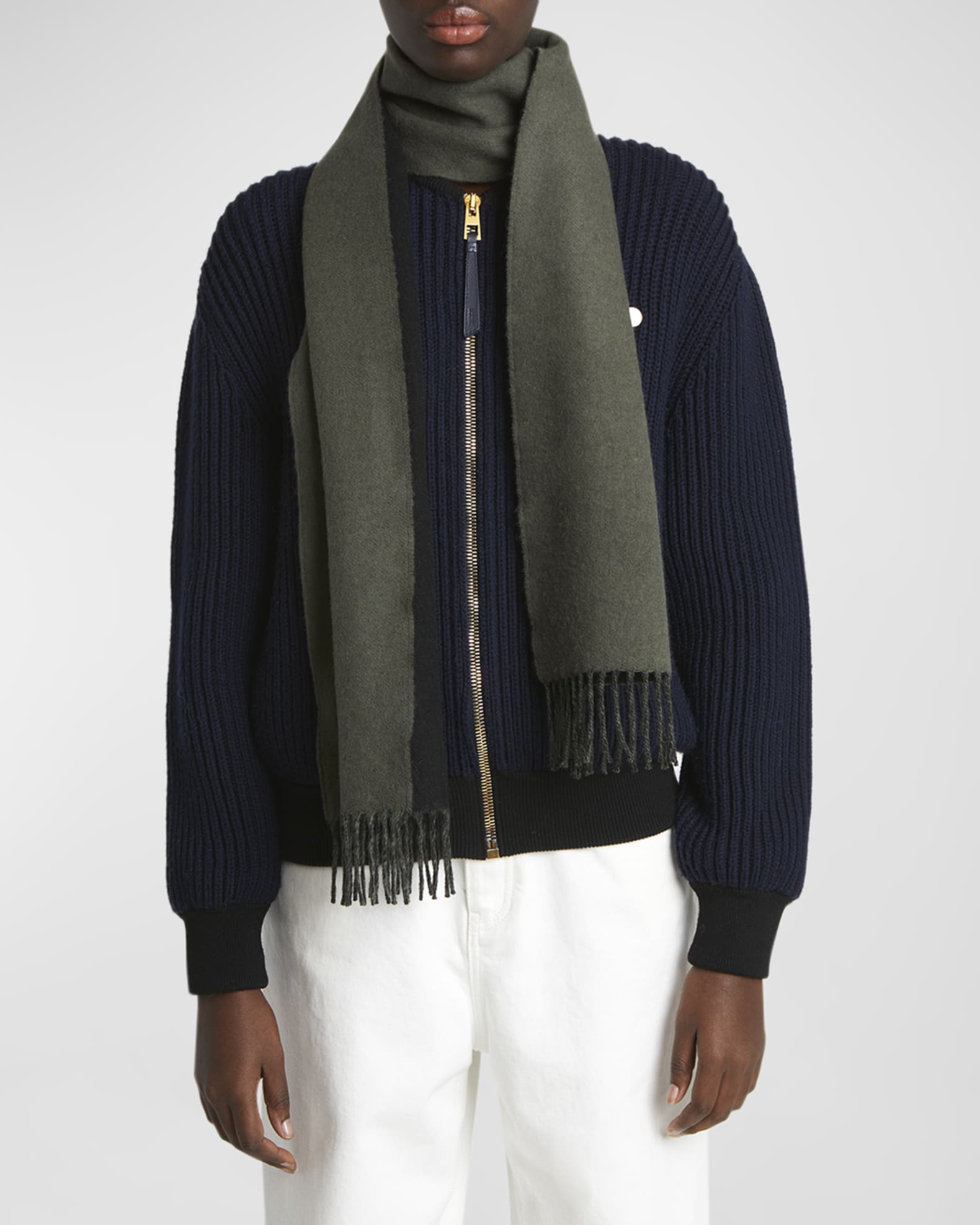 Fringed Wool & Cashmere Scarf  1