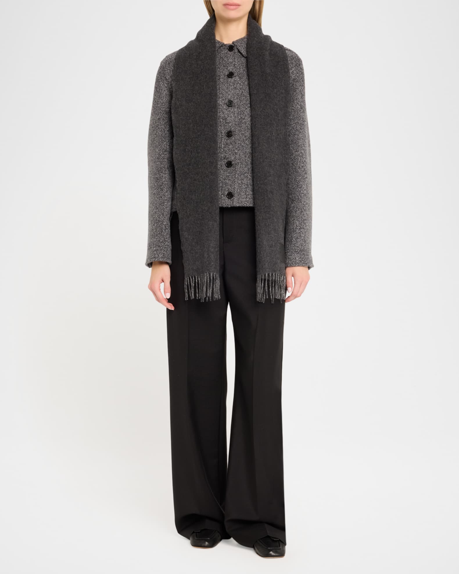 Fringed Wool & Cashmere Scarf  1