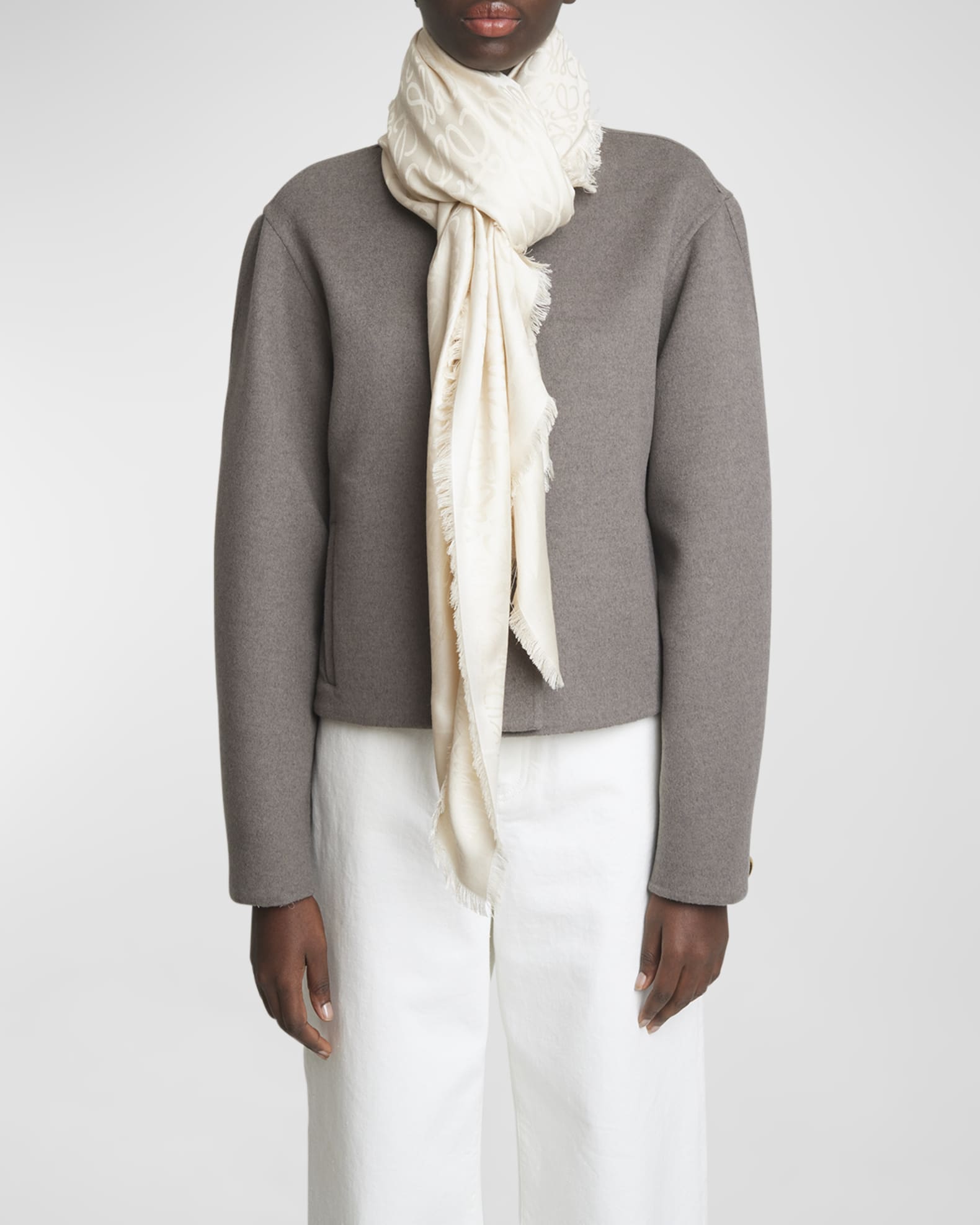 Anagram Jacquard Silk Wool Scarf