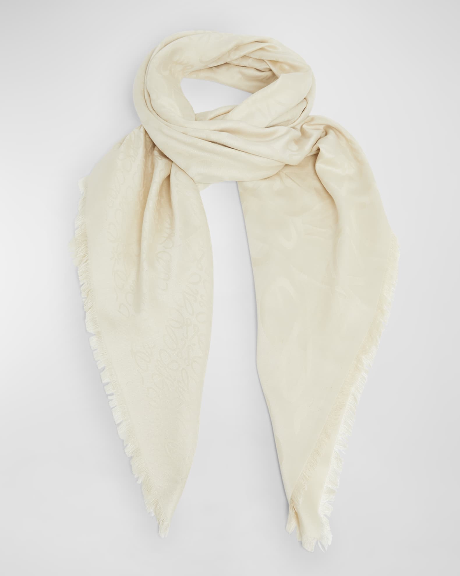 Anagram embroidered wool and cashmere scarf