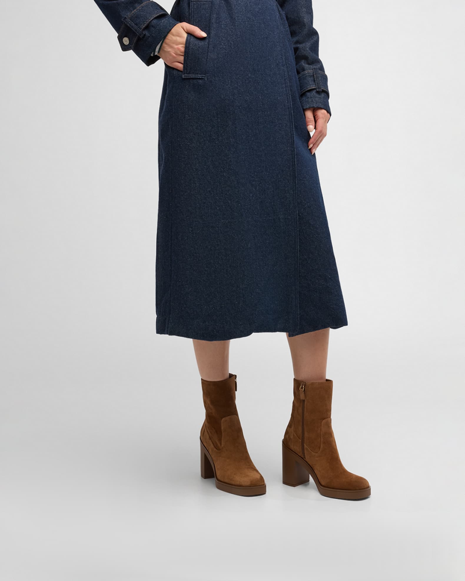 Bethenny Zip Suede Block-Heel Boots 1