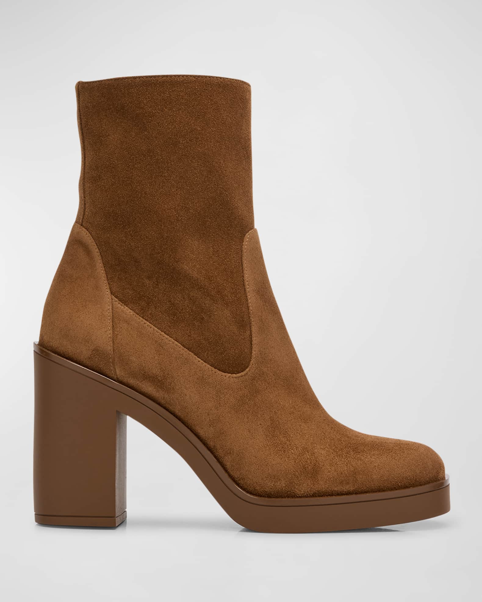Bethenny Zip Suede Block-Heel Boots 0