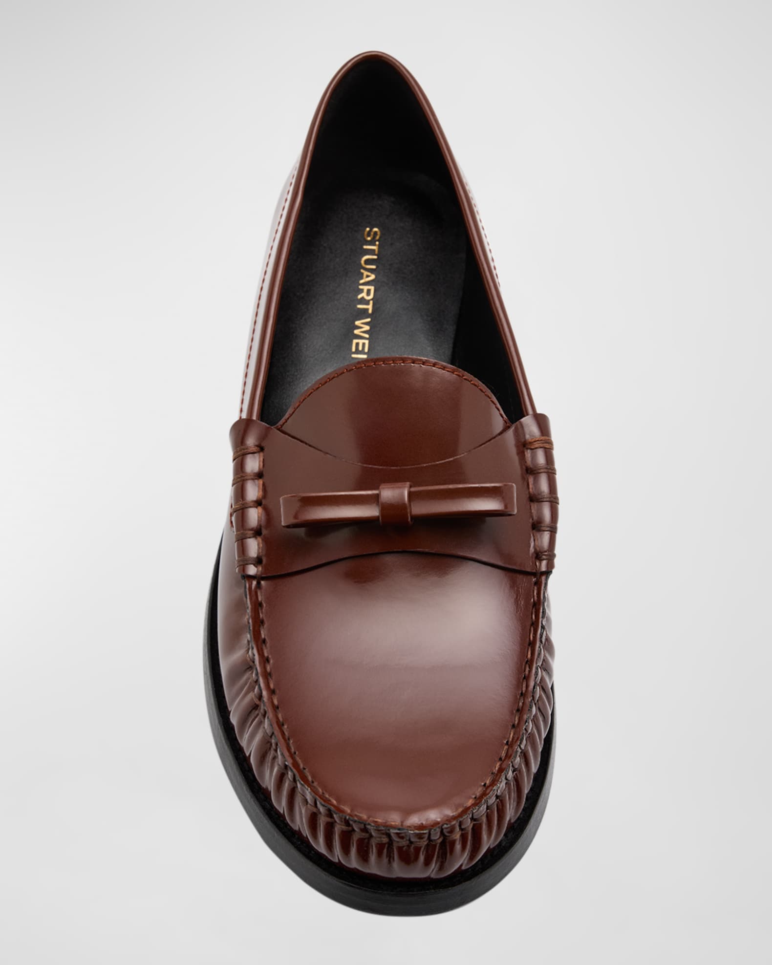 Stuart Weitzman Lottie Leather Bow Loafers | Neiman Marcus