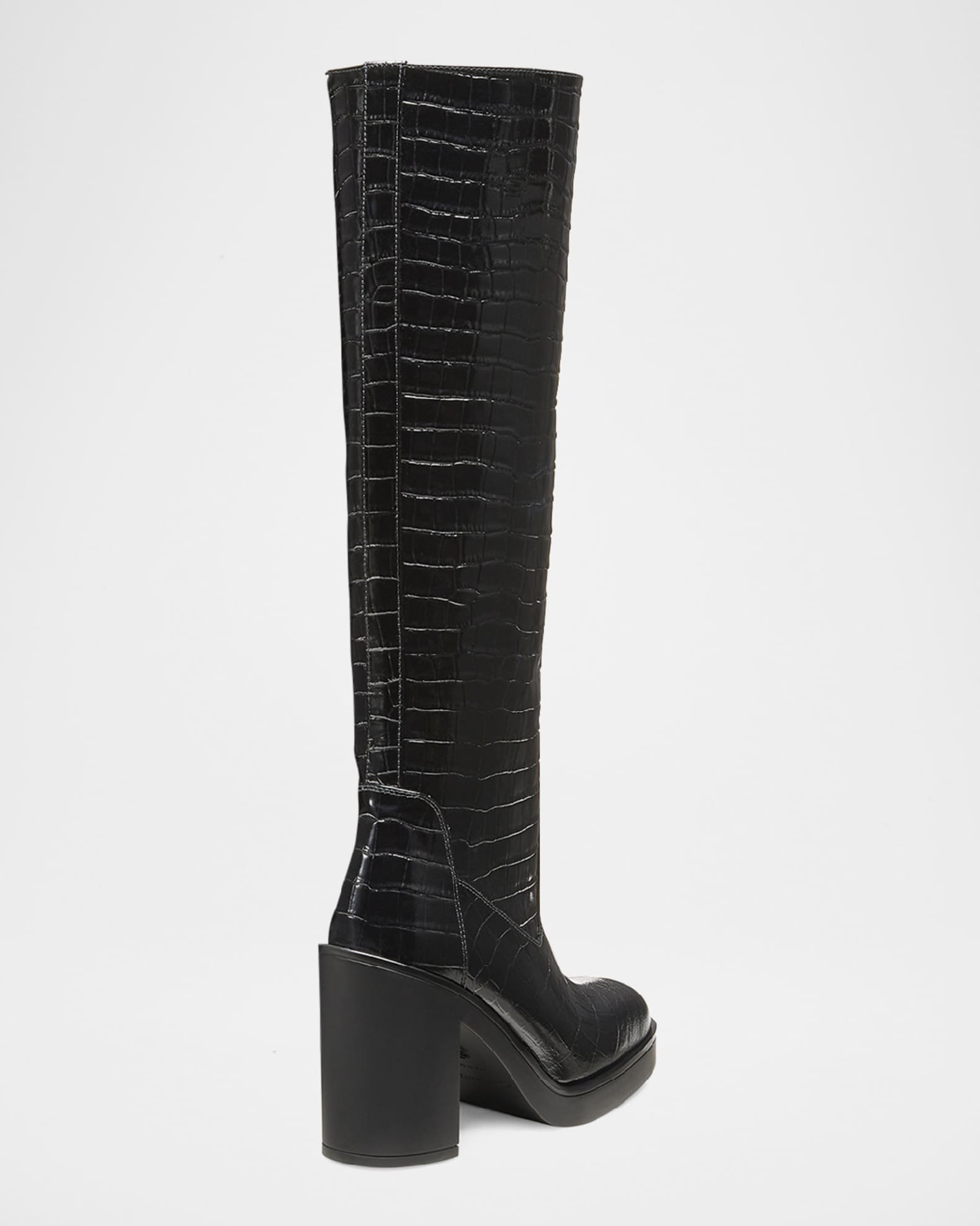 Bethenny Croc Embossed Leather Block Heel Boots