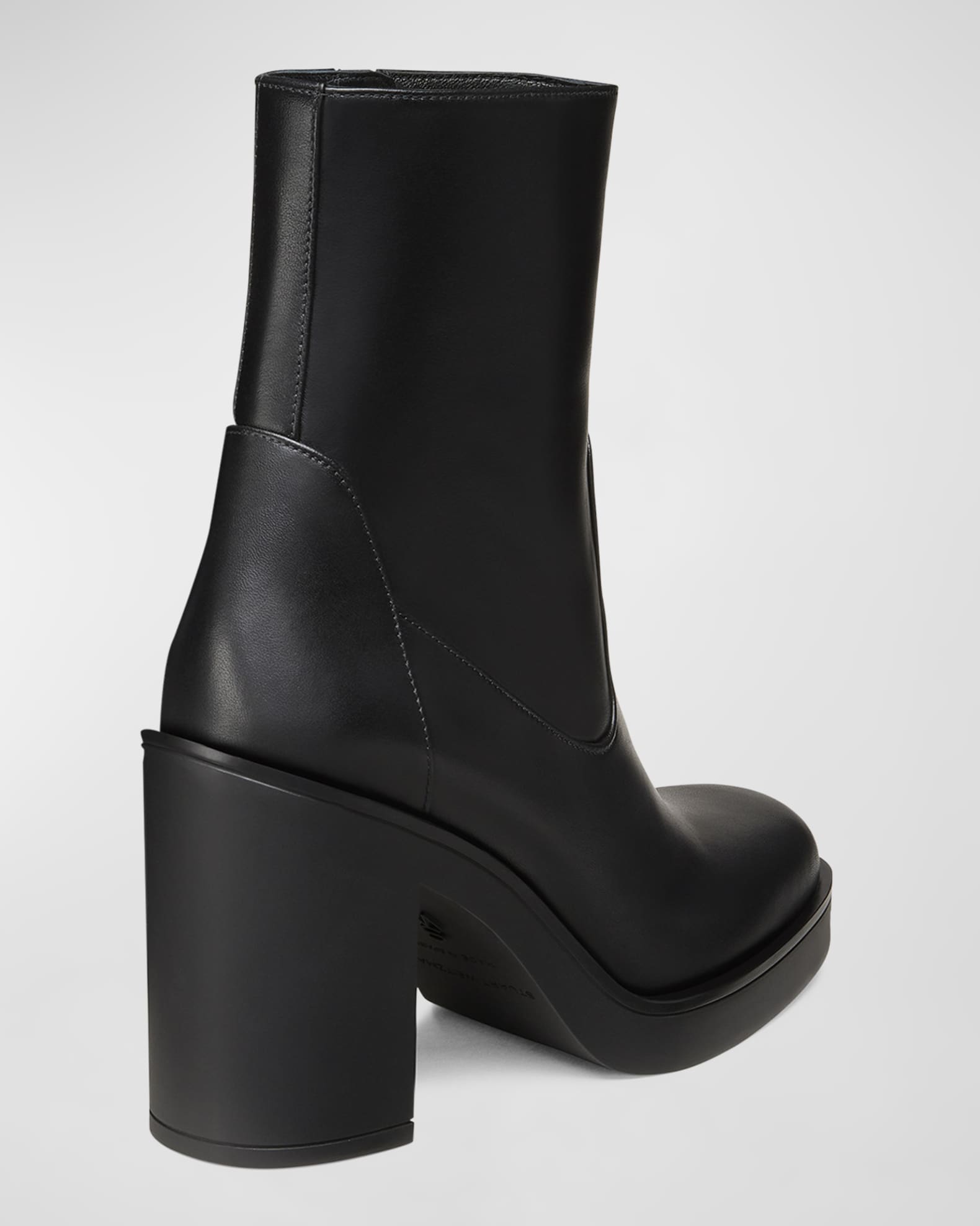 Bethenny Zip Leather Block Heel Boots
