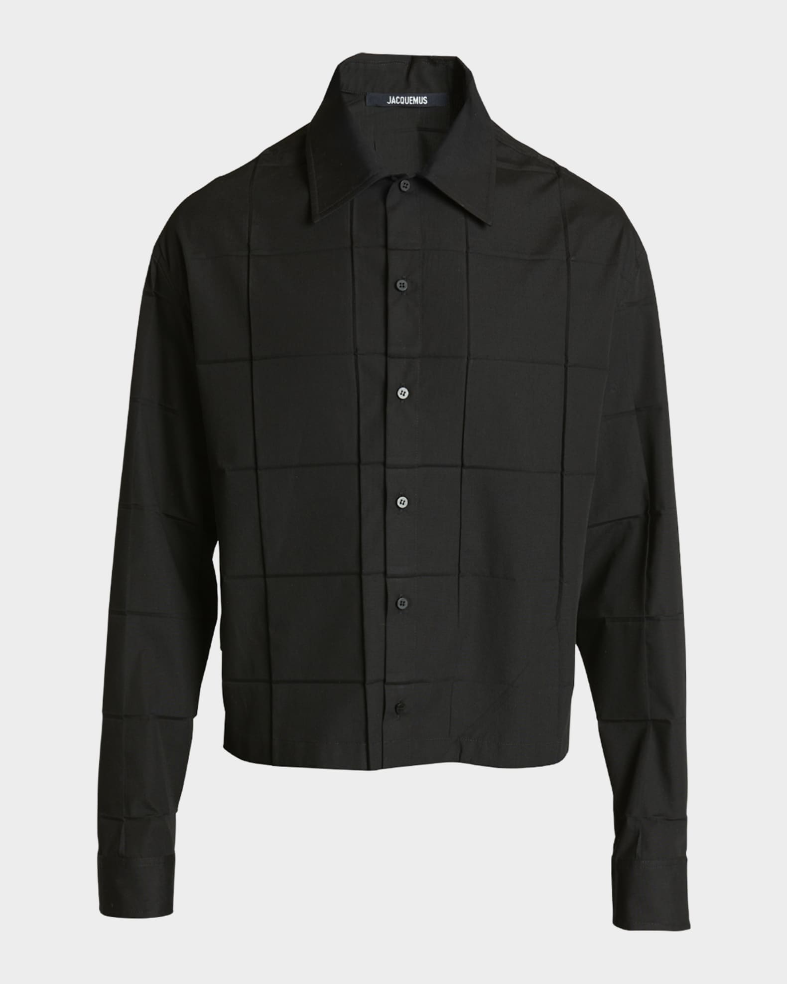 Men's Square Paneled Button-Down Shirt 0