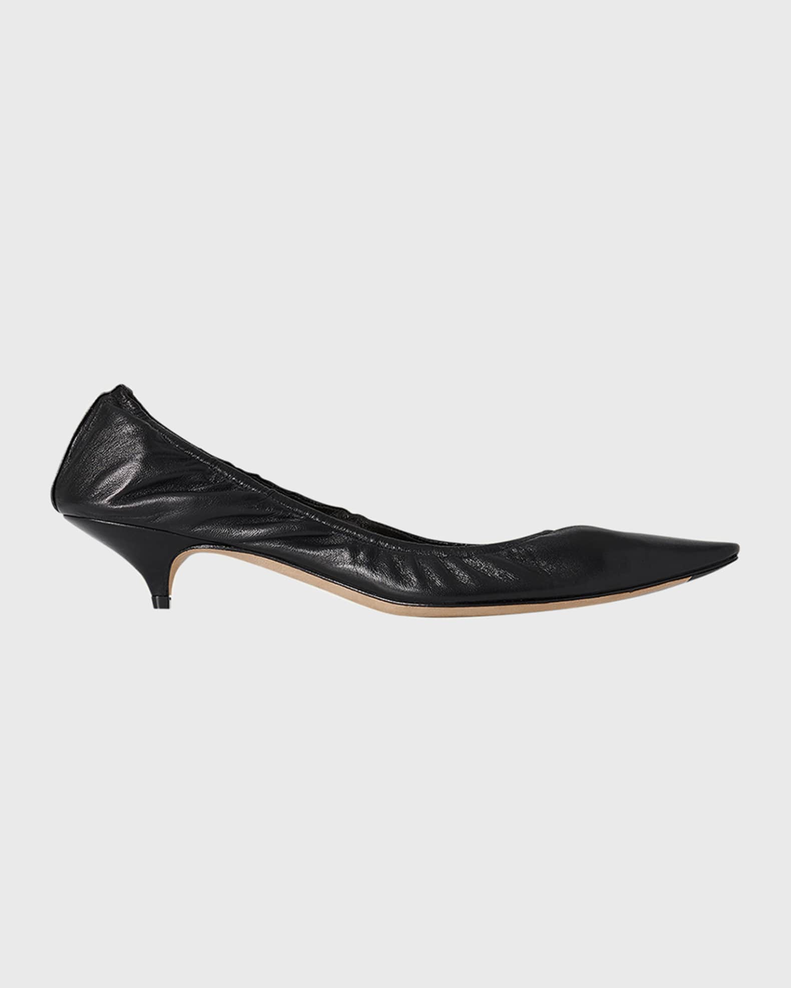 Black leather kitten heel pumps sales
