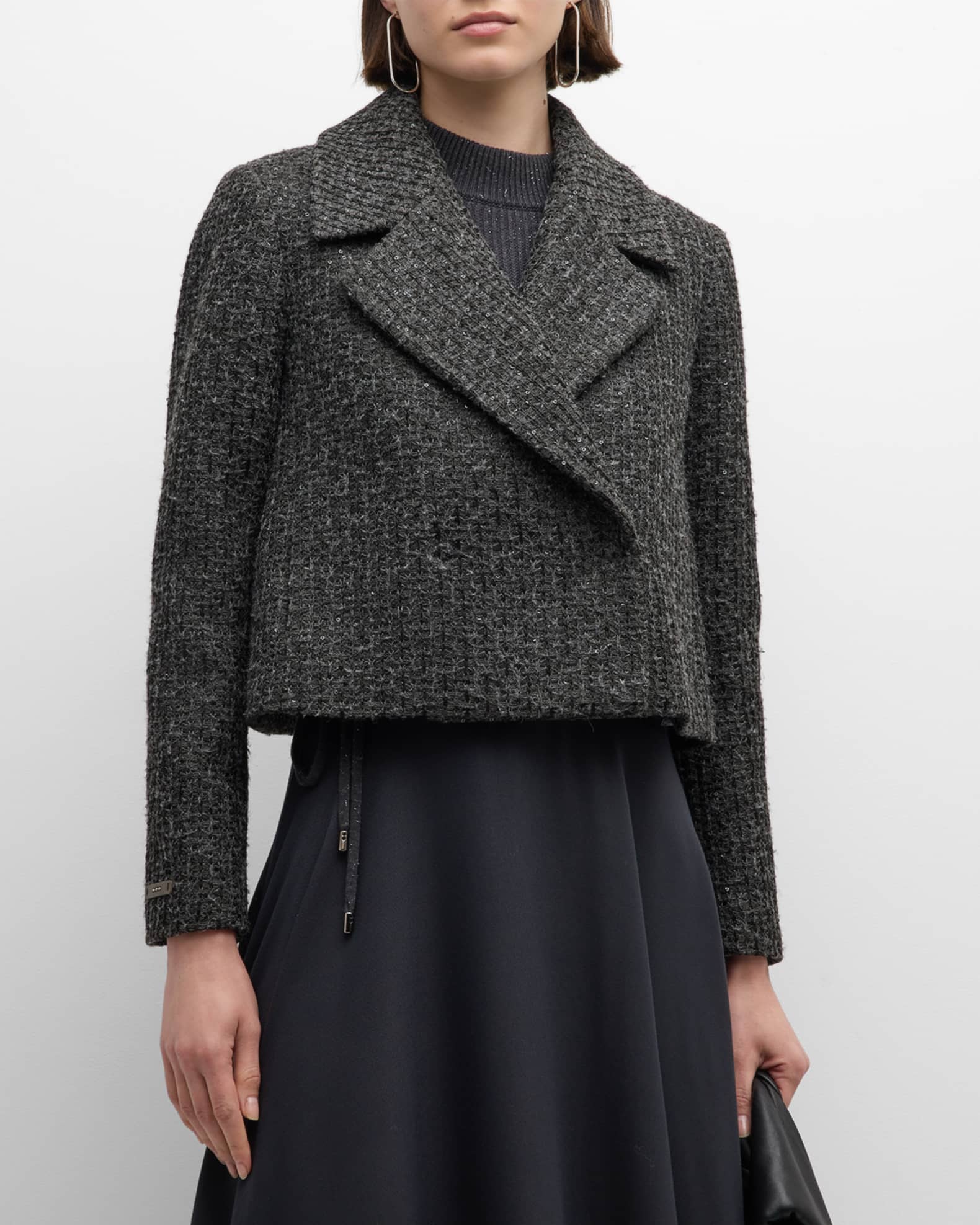 Peserico Cropped Sequin Tweed Blazer Neiman Marcus