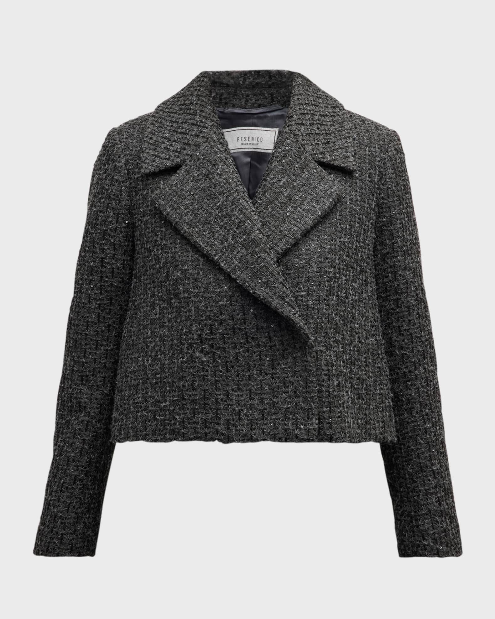 Peserico Cropped Sequin Tweed Blazer Neiman Marcus
