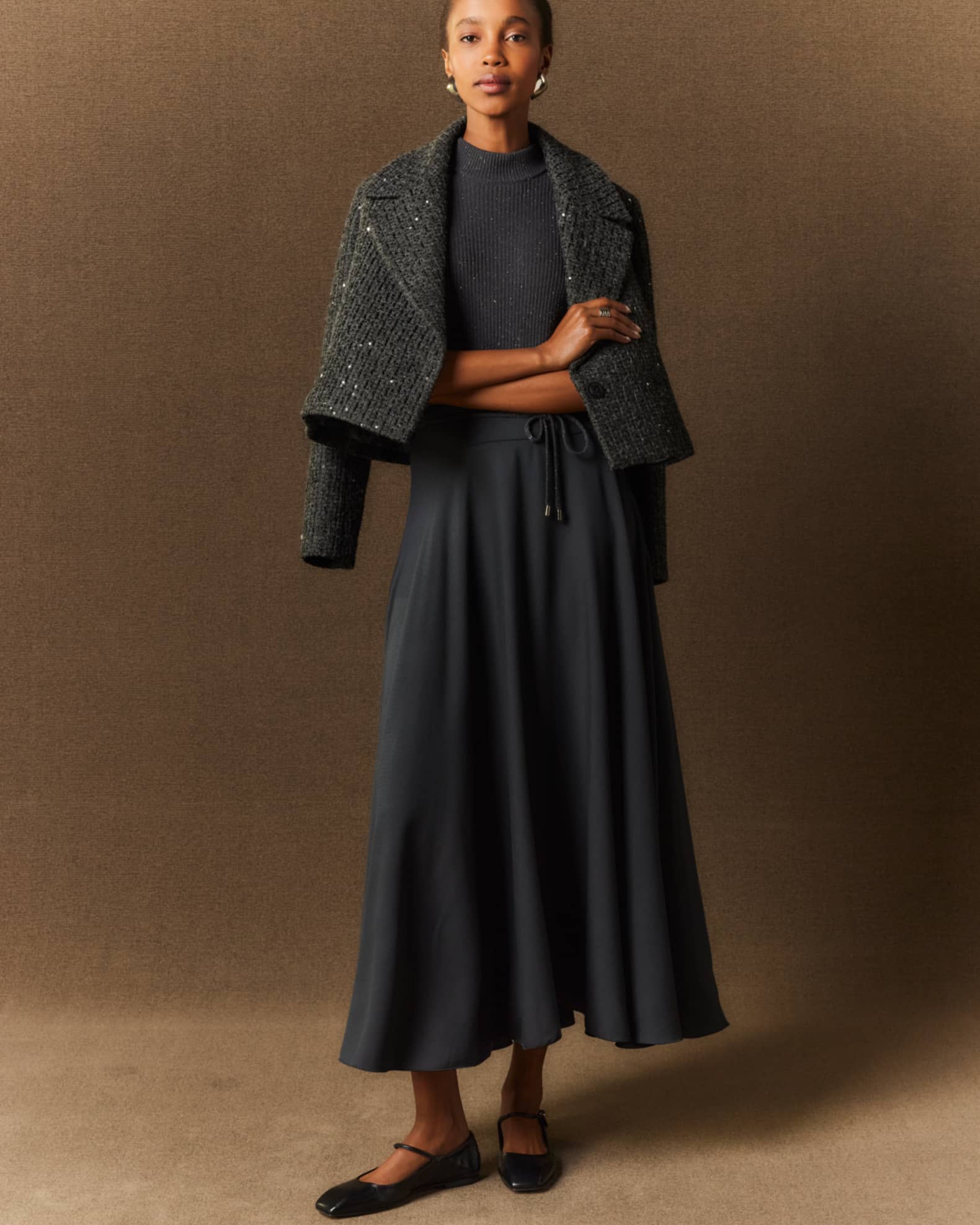 Mixed Media Midi Skirt