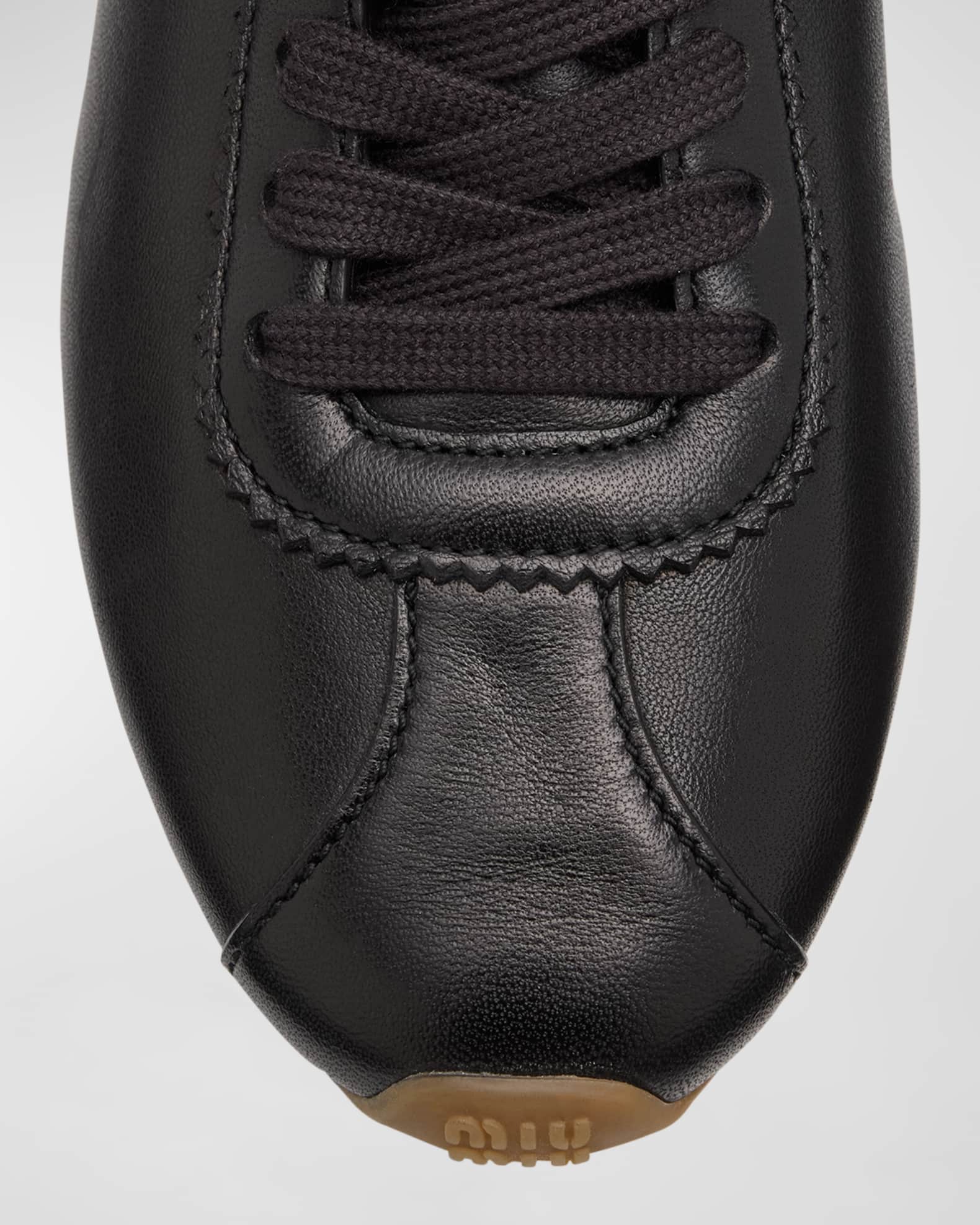 Miu Miu Leather Retro Runner Sneakers | Neiman Marcus Miu Miu Leather Retro Runner Sneakers | Neiman Marcus