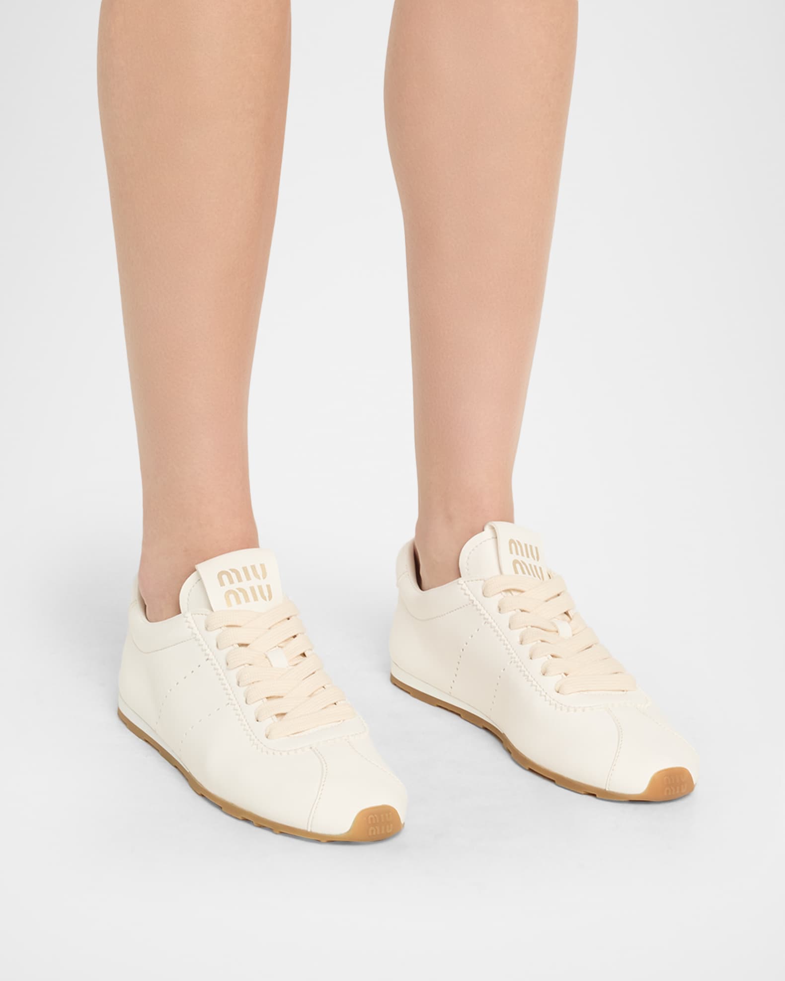 靴 90s00s miumiu archive leather sneaker Miu Miu Leather Retro Runner Sneakers | Neiman Marcus