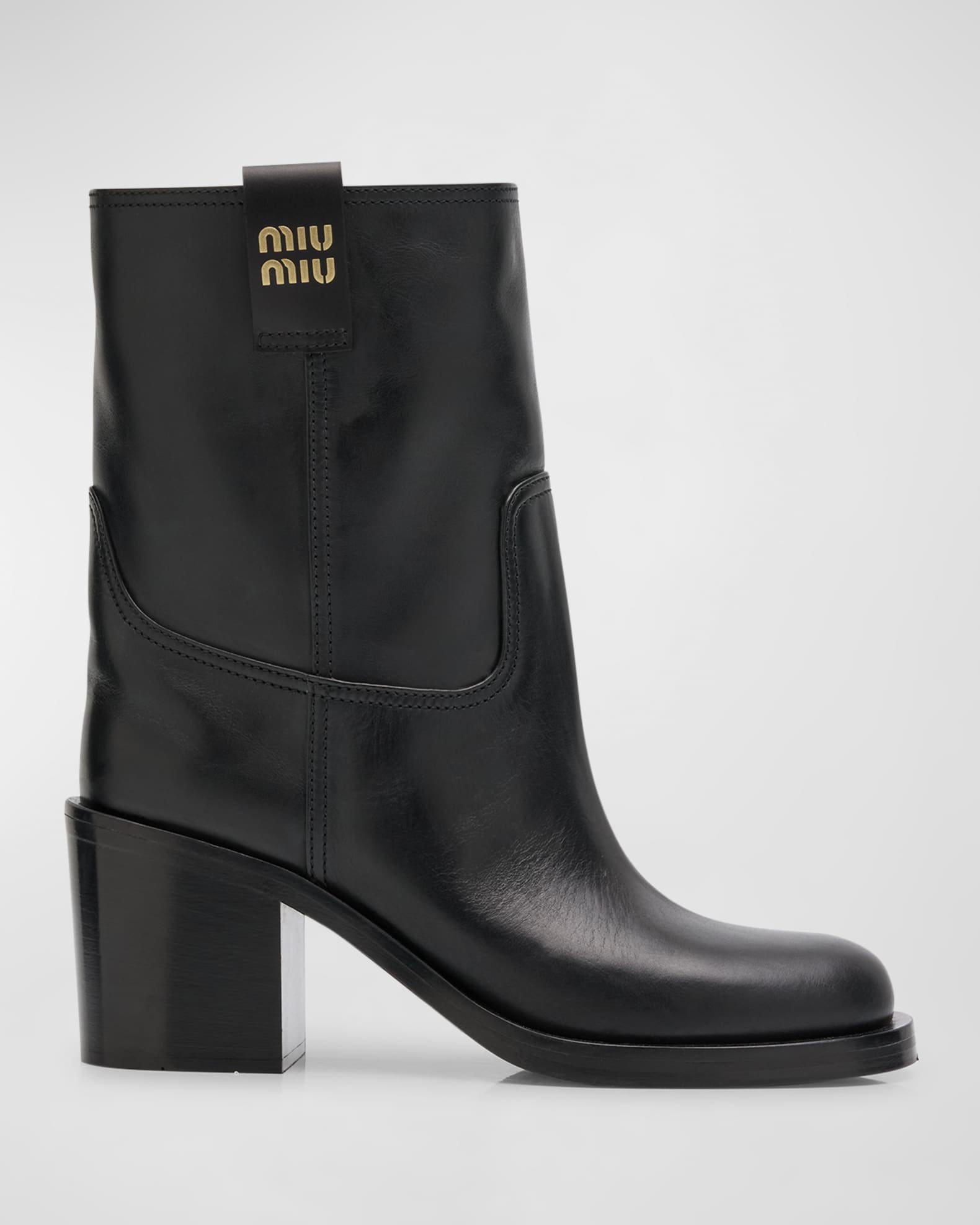 Miu Miu Calfskin Short Moto Booties Neiman Marcus