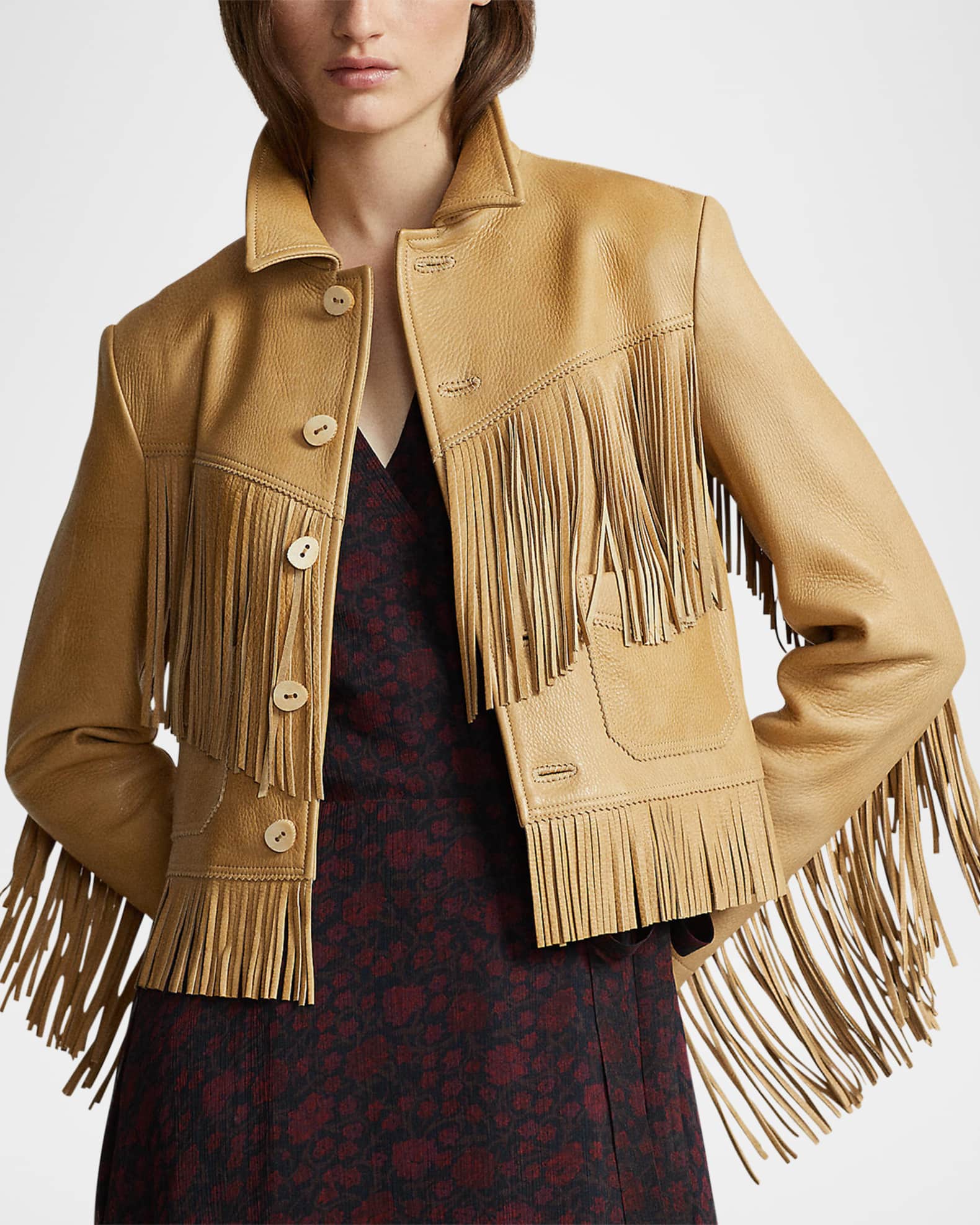 信頼 Fringe Lauren Ralph Polo Waxed Marcus Neiman | Jacket Leather ジャケット・アウター