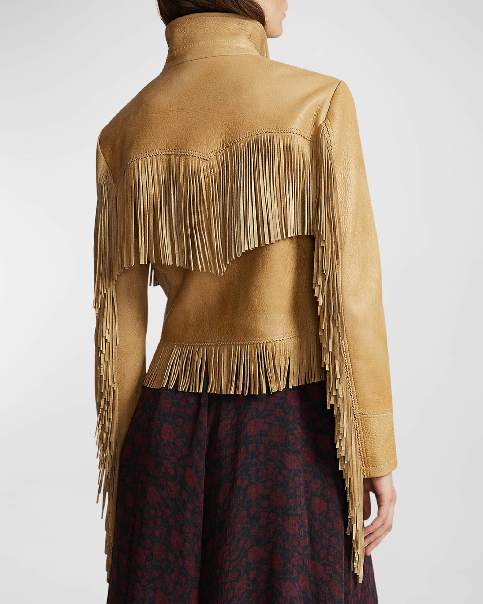 Polo Ralph Lauren Fringe Waxed Leather Jacket | Neiman Marcus Polo Ralph Lauren Fringe Waxed Leather Jacket | Neiman Marcus