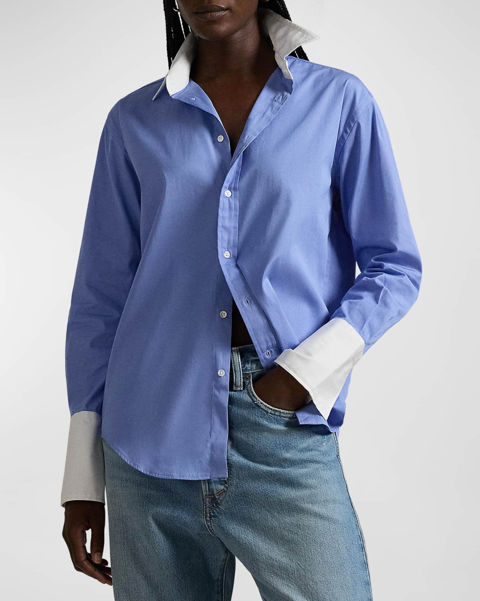 ★★POLO RALPH LAUREN★★ W Relaxed Fit Cotton Twill Shirt W Relaxed Fit Cotton Twill Shirt