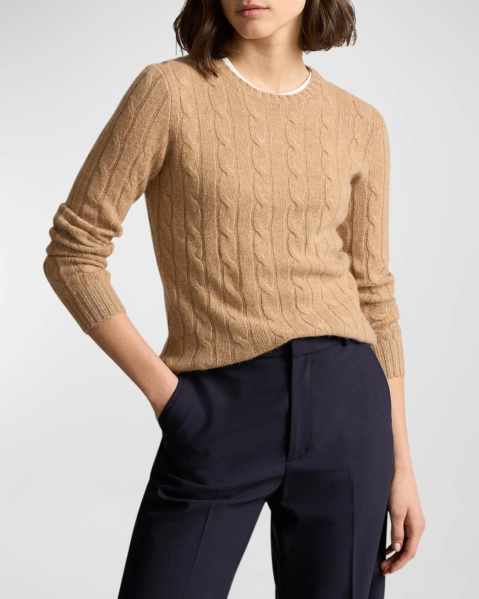 Polo Ralph Lauren Julianna Cable Knit Cashmere Sweater Neiman Marcus