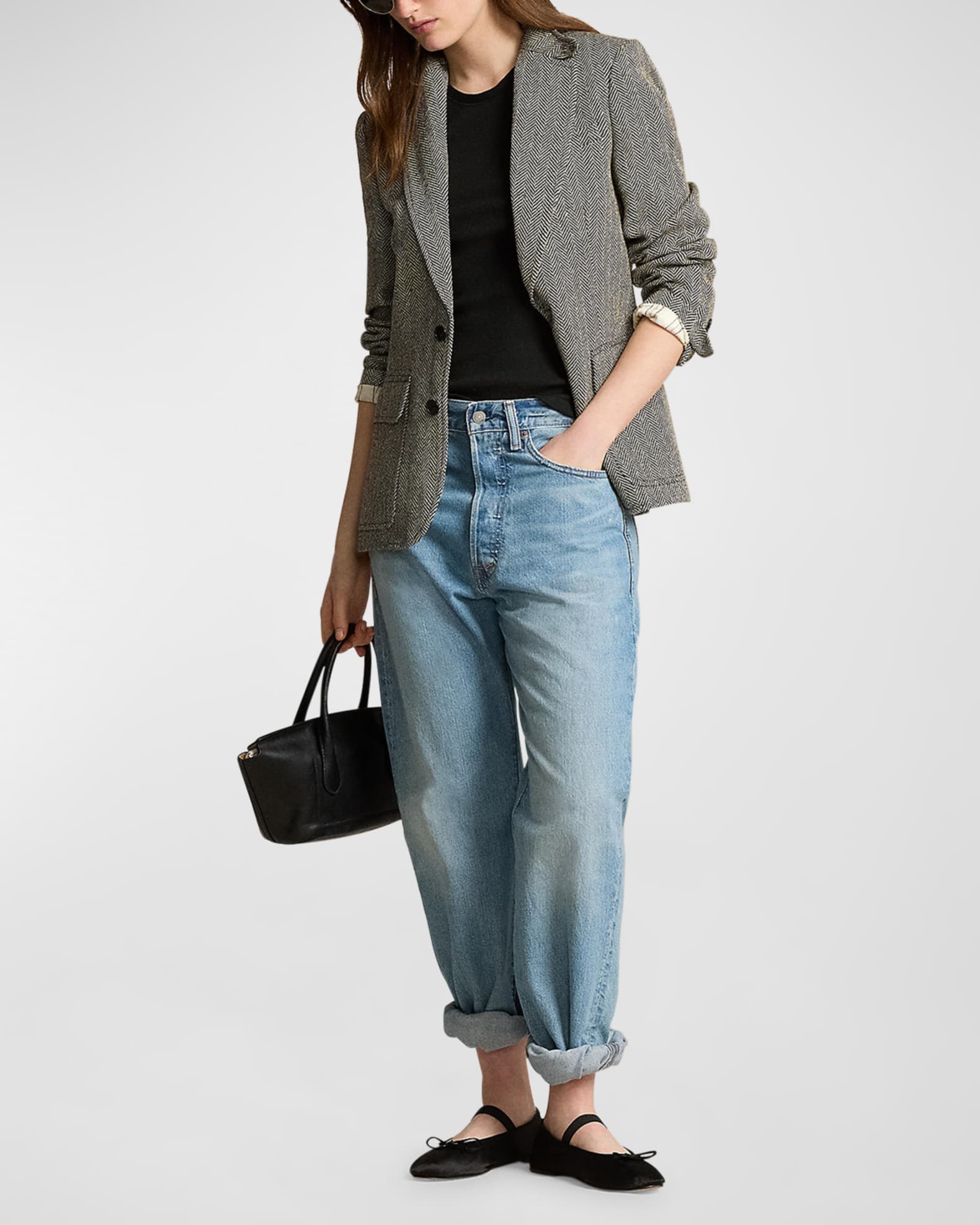Herringbone Linen-Blend Blazer 1