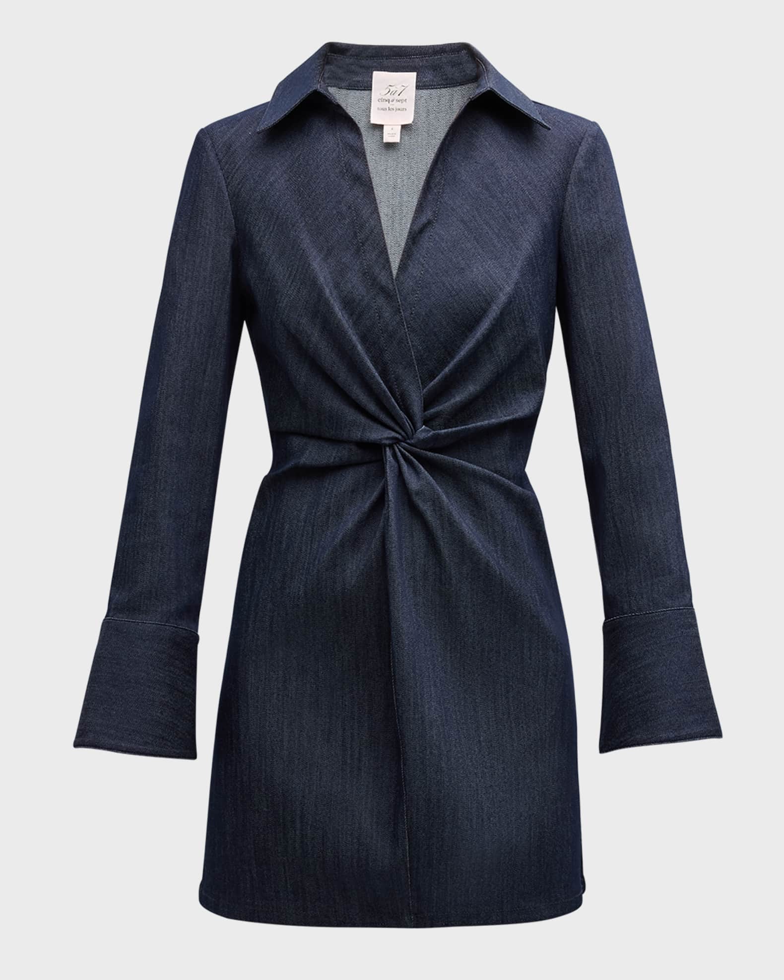 Mckenna Twisted Denim Long-Sleeve Mini Dress 0
