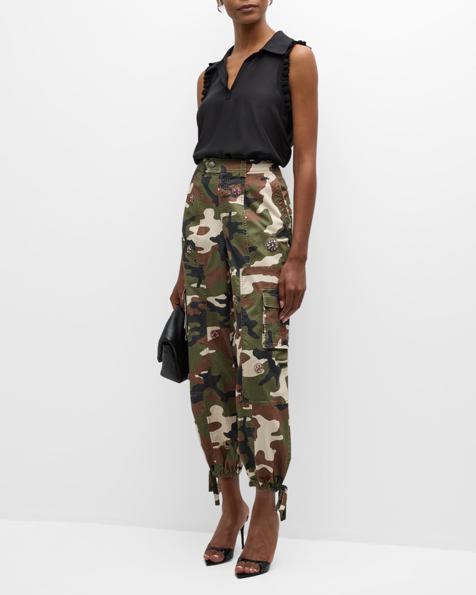 Cinq a Sept Love Camo Zola Embellished Twill Pants | Neiman