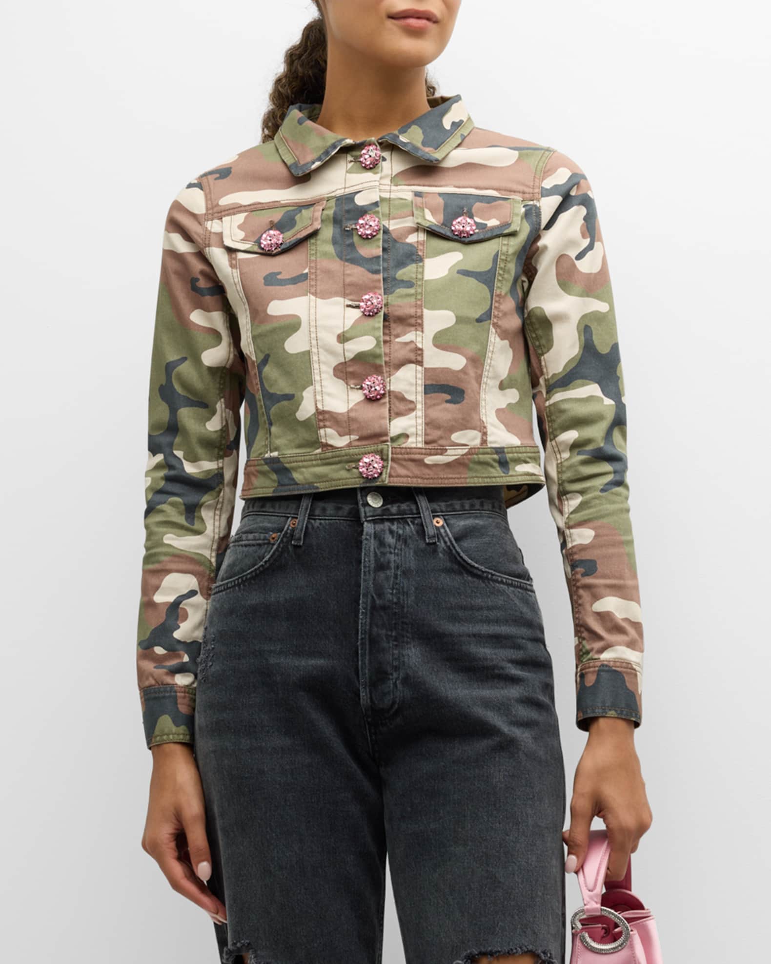 Camo denim jacket cropped cheap
