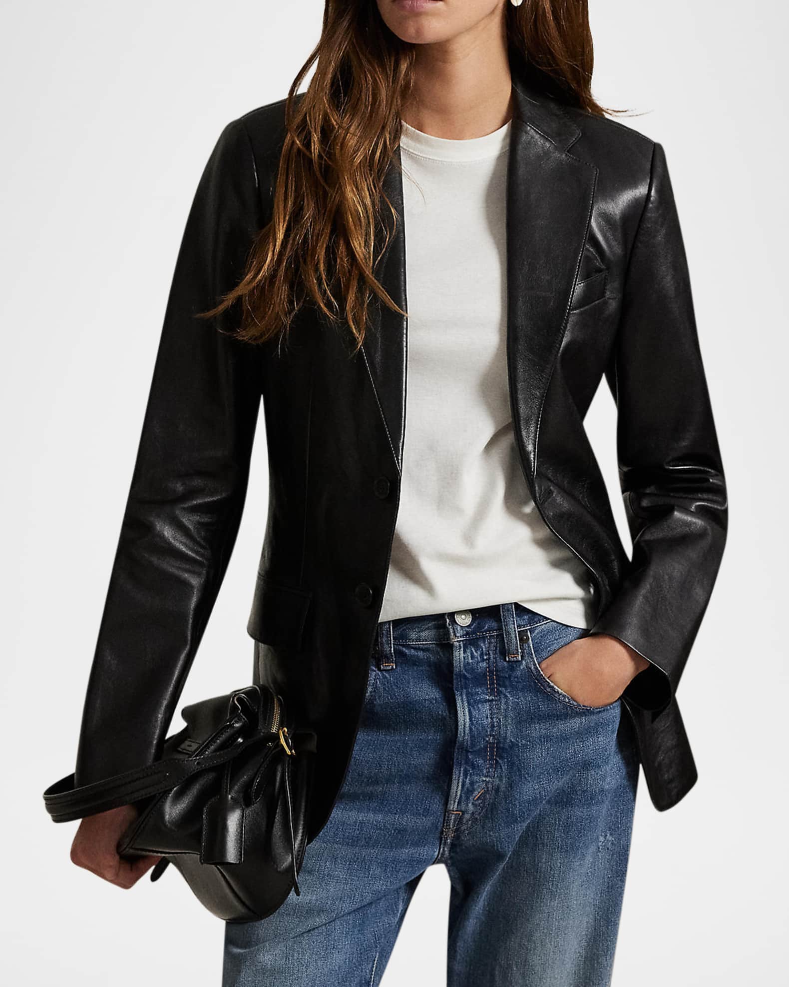 Polo Ralph Lauren Lambskin Leather Blazer | Neiman Marcus