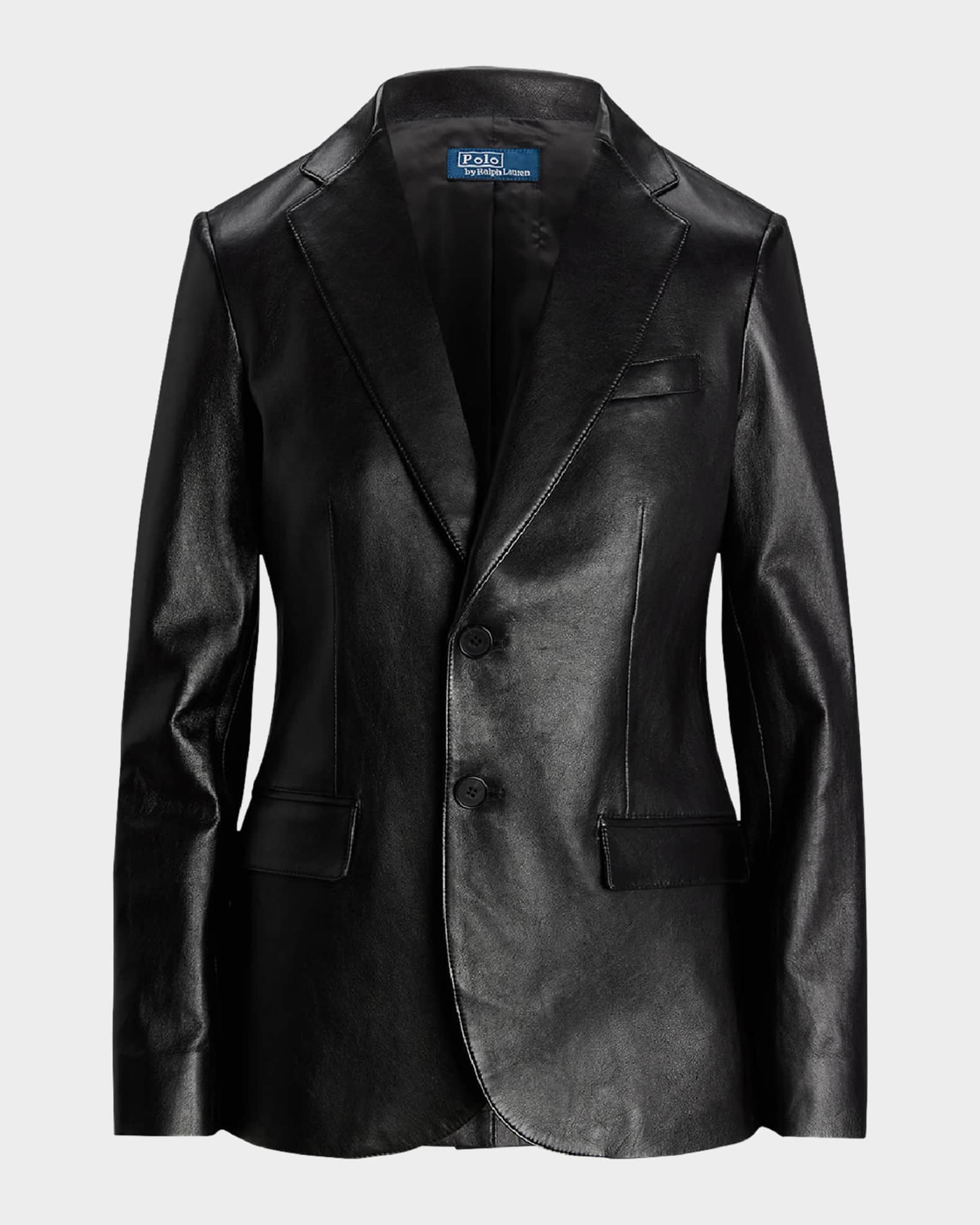 Polo Ralph Lauren Lambskin Leather Blazer Neiman Marcus