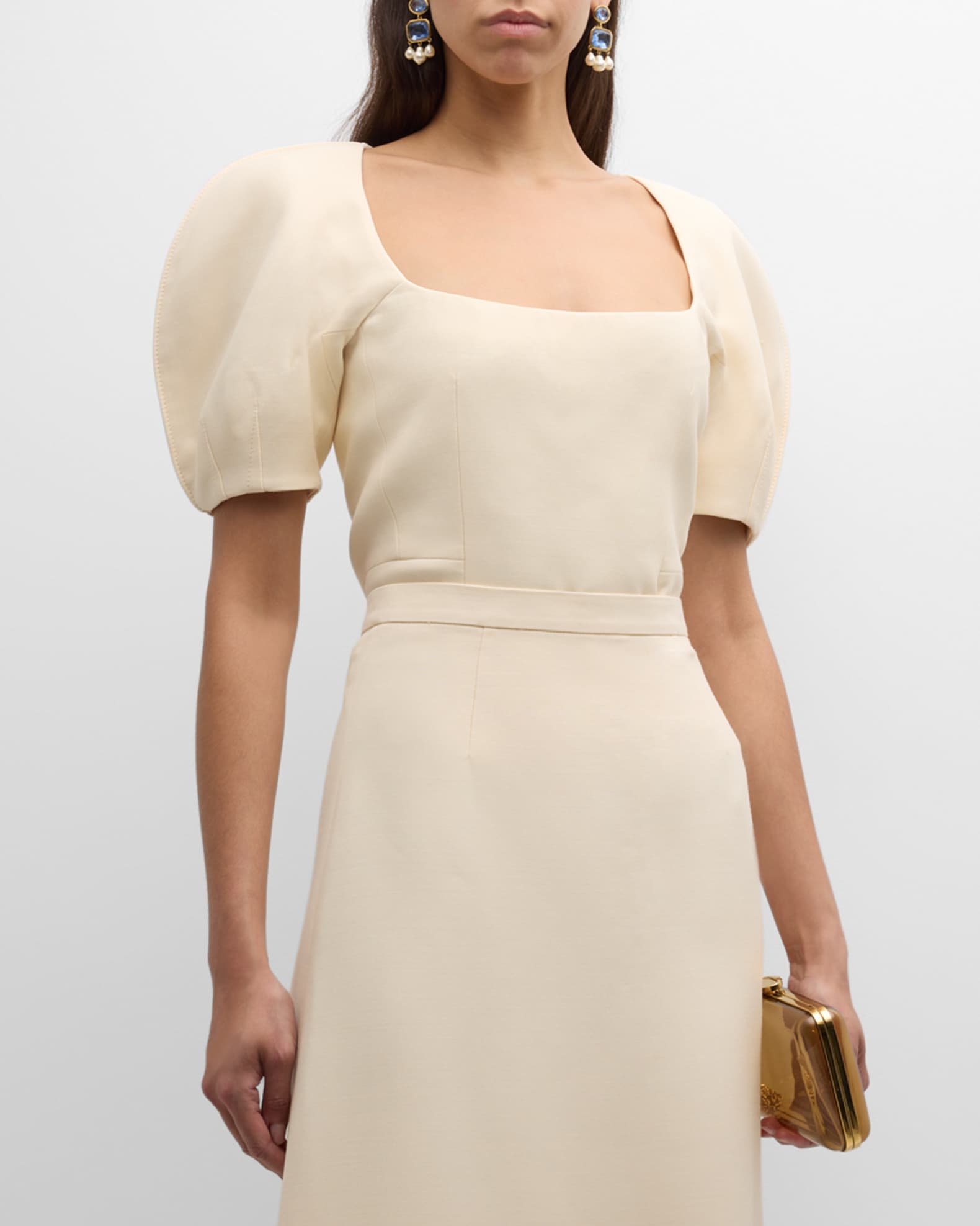 Amer Scoop-Neck Puff-Sleeve Top 1