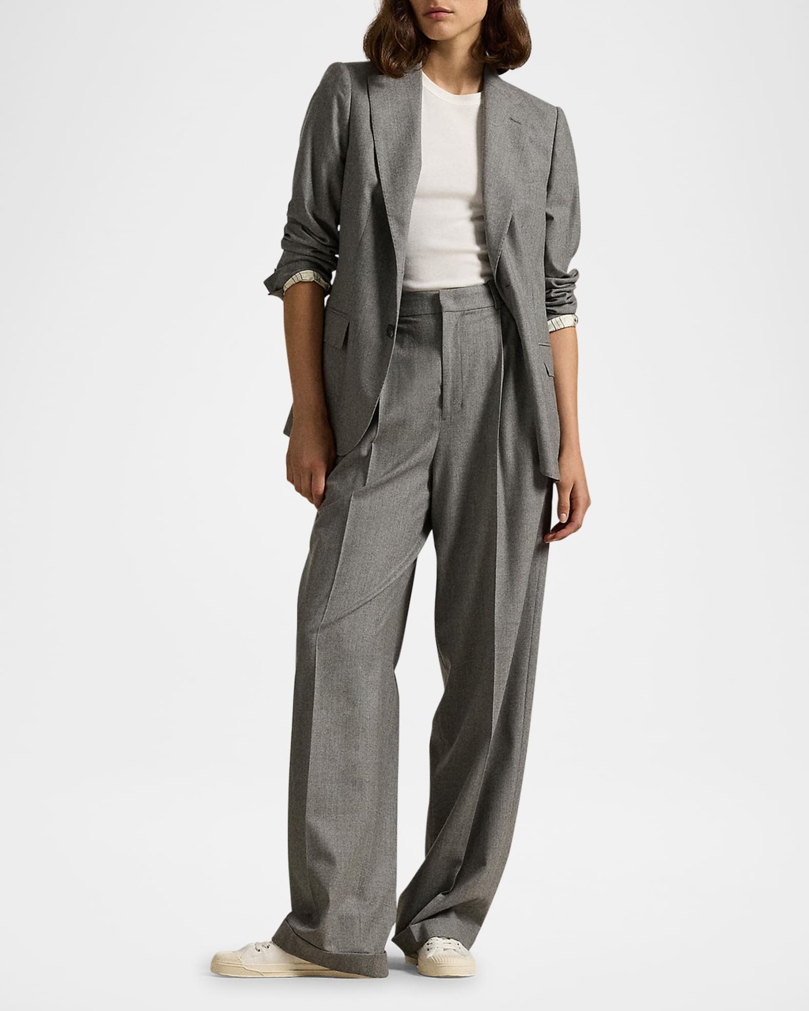 Straight-Leg Wool-Blend Flannel Pants 1