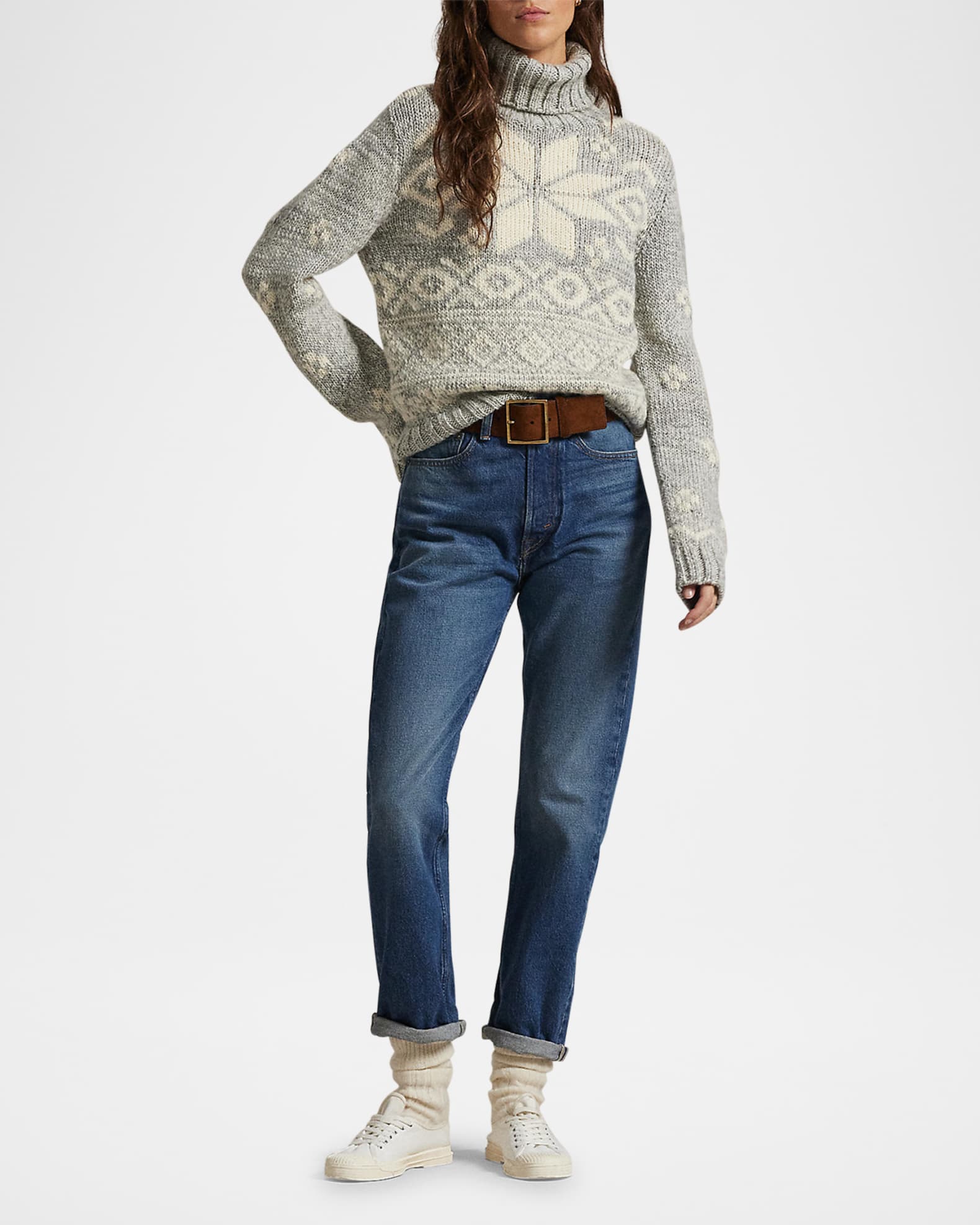 Snowflake-Motif Wool Turtleneck 1