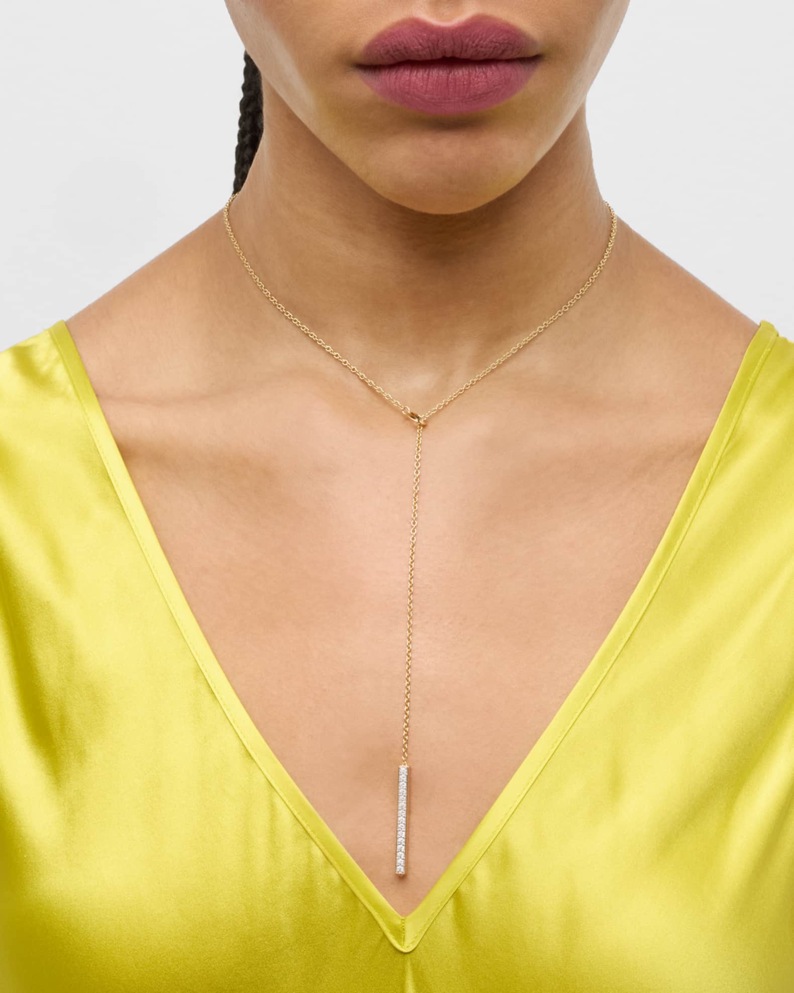 Grant 18K Yellow Gold Diamond 3mm Bar Necklace 1