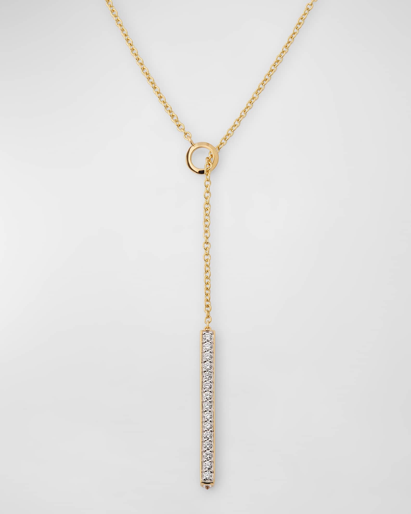 Grant 18K Yellow Gold Diamond 3mm Bar Necklace 0