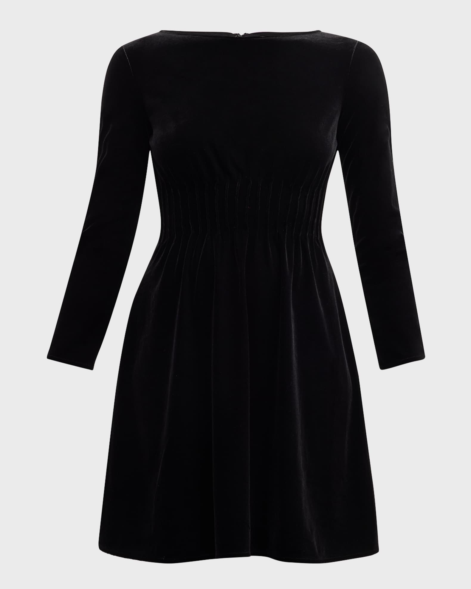 Cinched Stretch Velvet Mini Dress 0