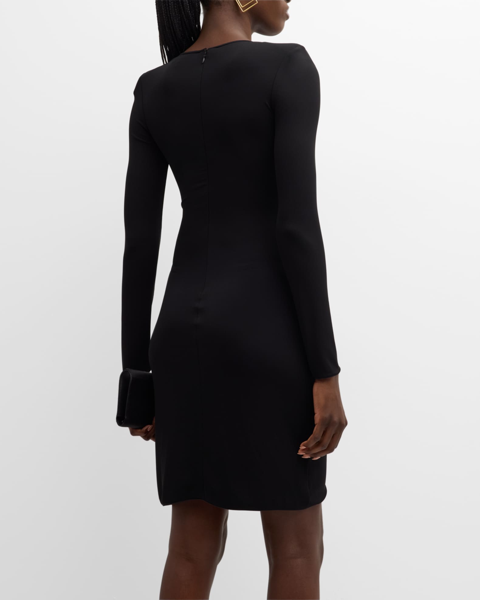 Emporio Armani Black Satin Long Sleeves Wrap Sheath Mini Dress main image 0