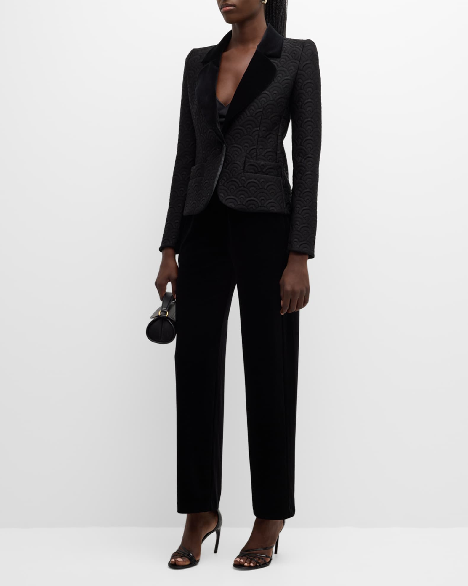 Straight-Leg Stretch Chenille Trousers 1