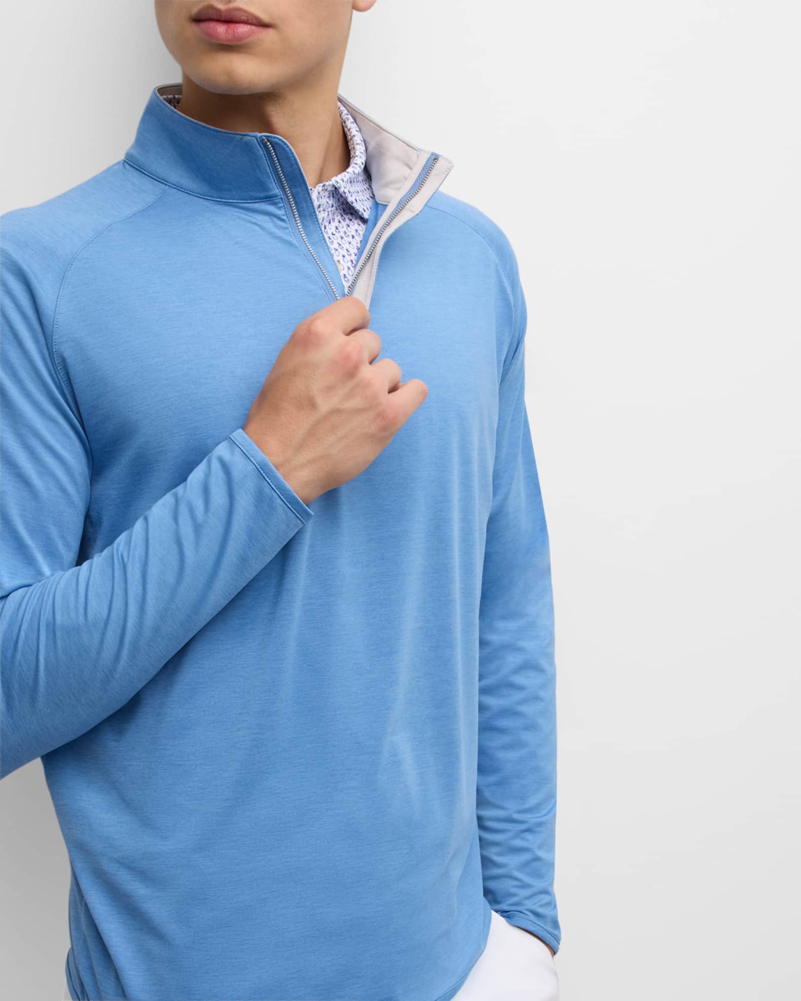 Peter Millar Men's Stealth Performance Quarter-Zip Tailored Fit Pullover Sweater - Blue Topaz