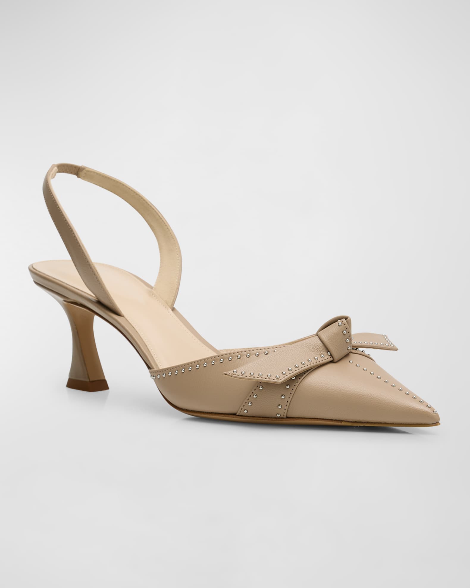 Alexandre Birman Clarita Stud Leather Bow Slingback Pumps Neiman Marcus