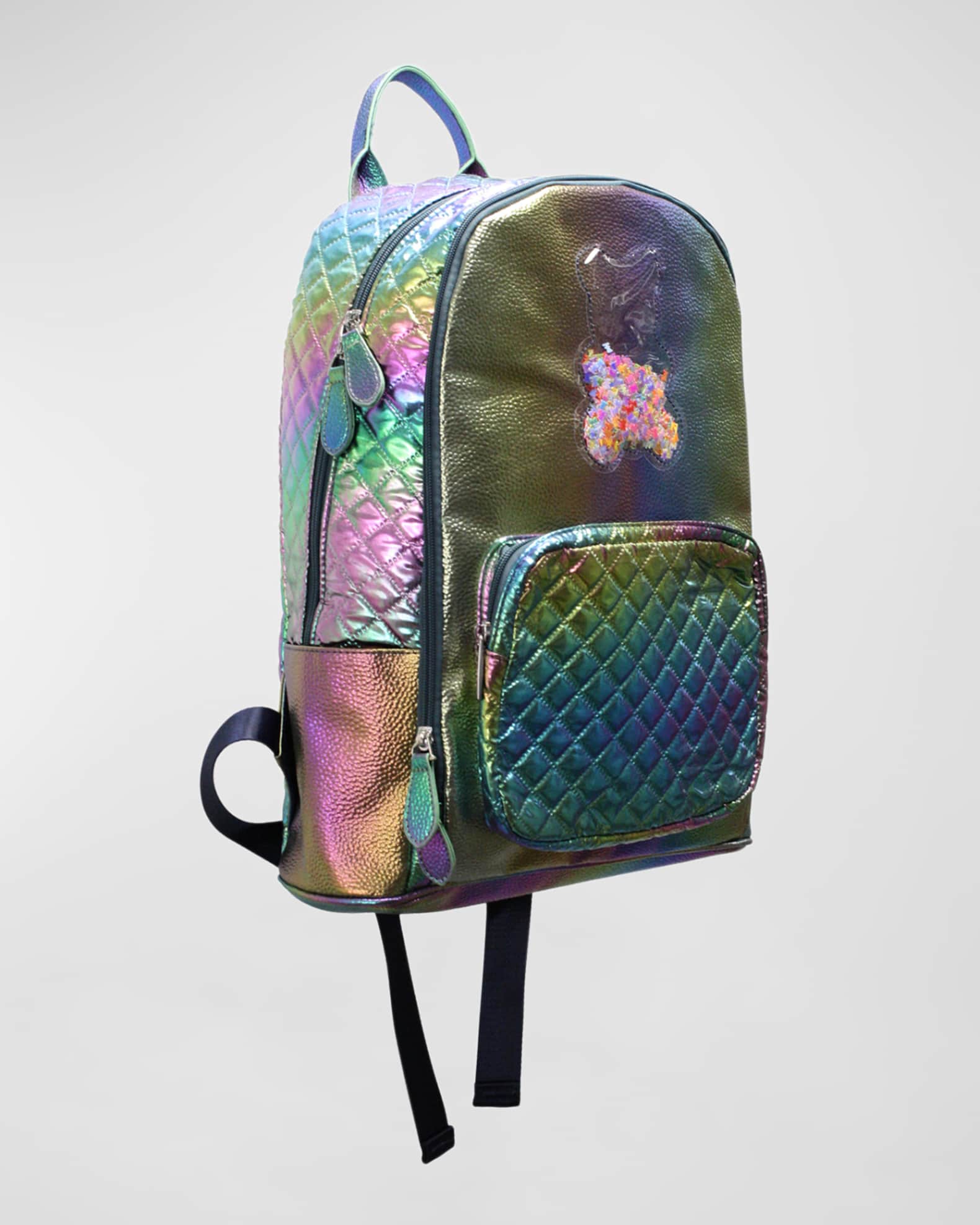 Girl's Backpack W/ Iridized Confetti Gummy Bear Patch 1