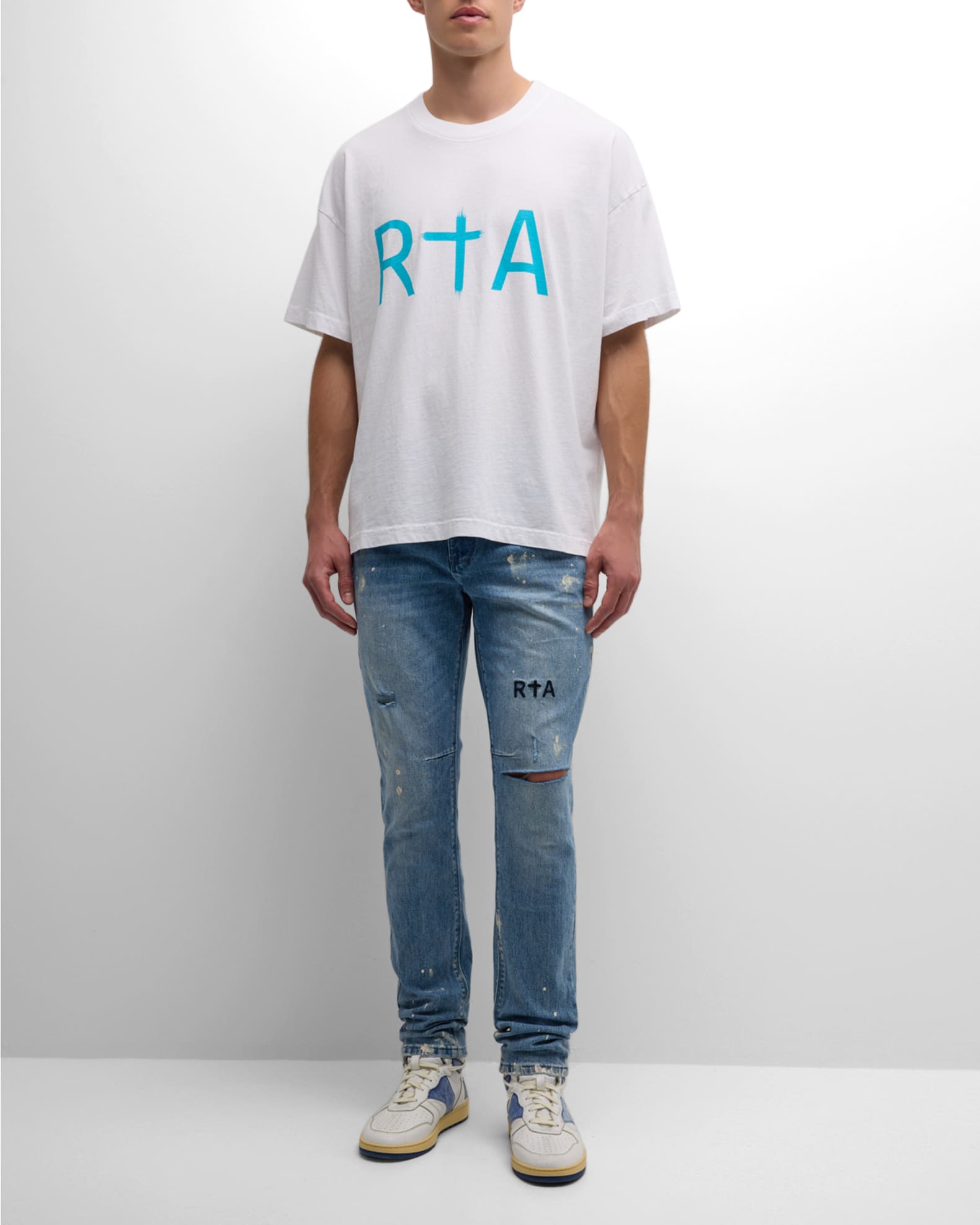 Distressed splatter jeans online