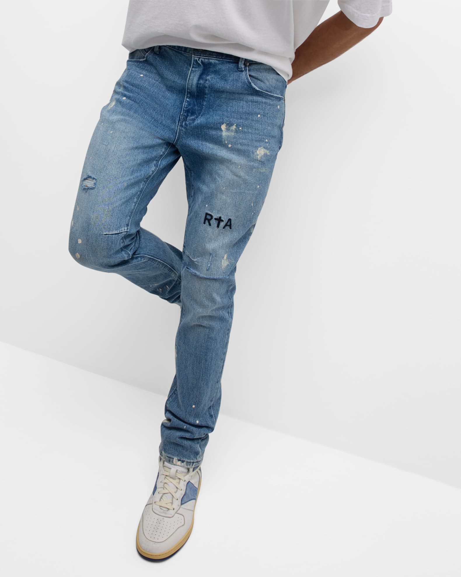 BLACK CLAYTON DISTRESSED PAINT SKINNY JEANS
