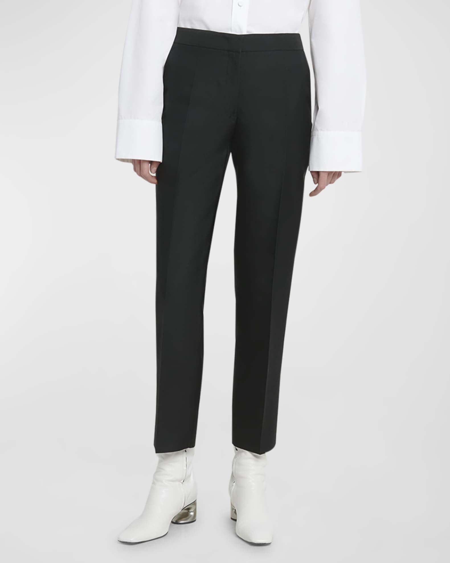 Mid-Rise Straight-Leg Ankle Trousers 1