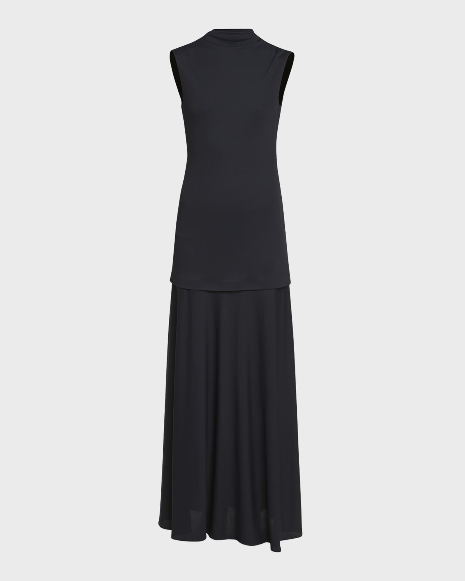 Sleeveless Drop Waist Layered Maxi Dress