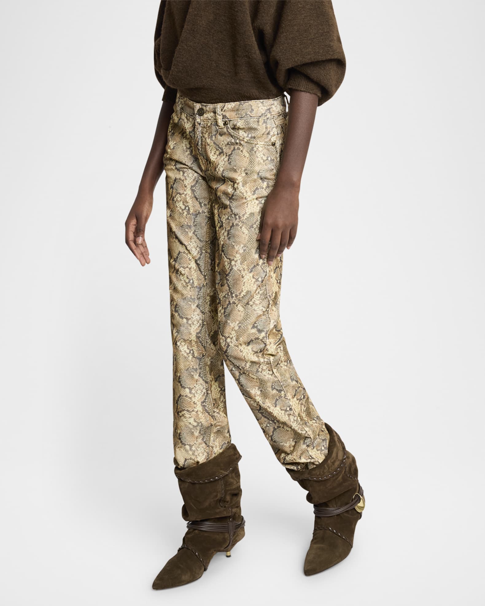 Isabel Marant Ferni Snake Print Velvet Pants Neiman Marcus
