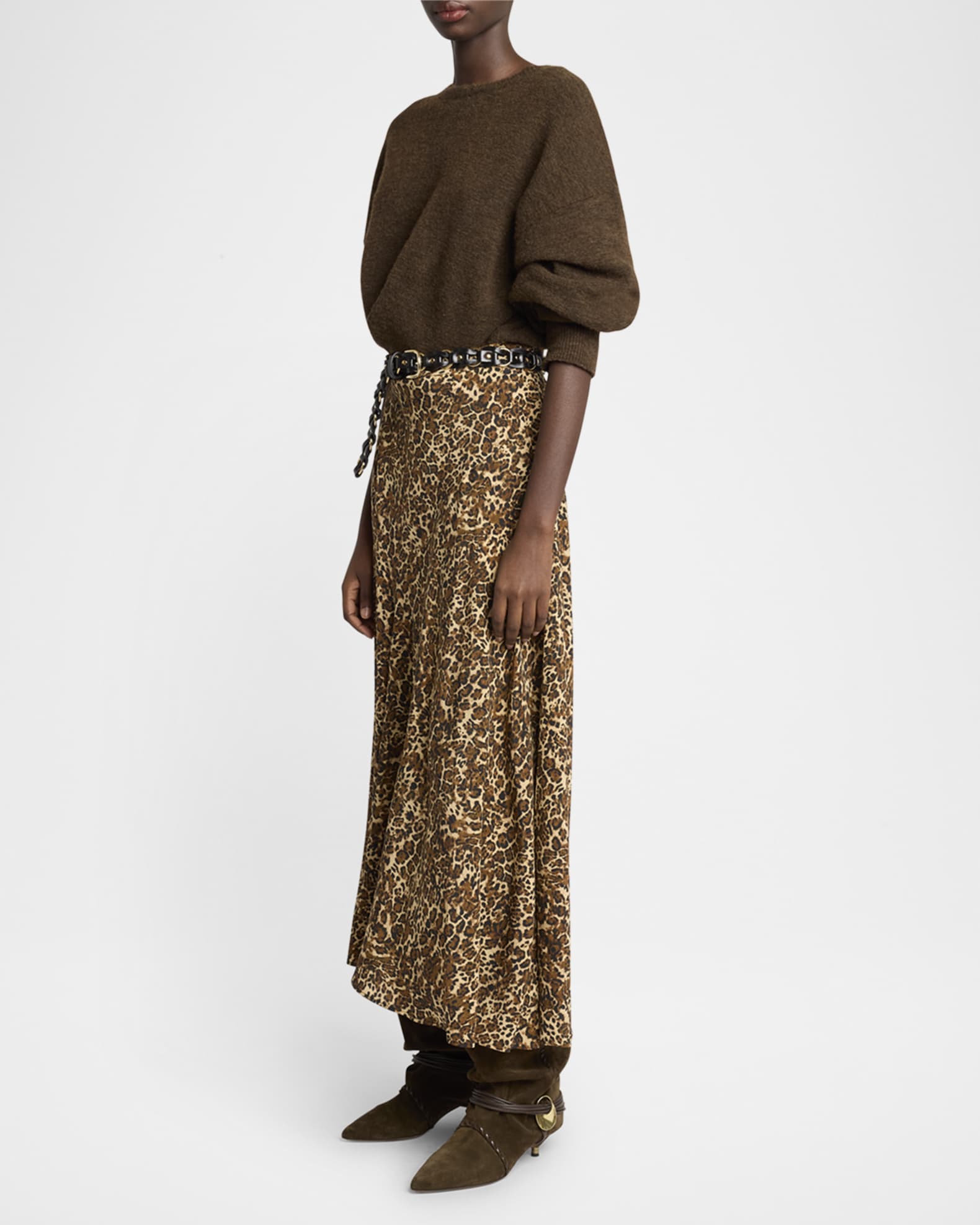 Silk midi cheetah skirt discount
